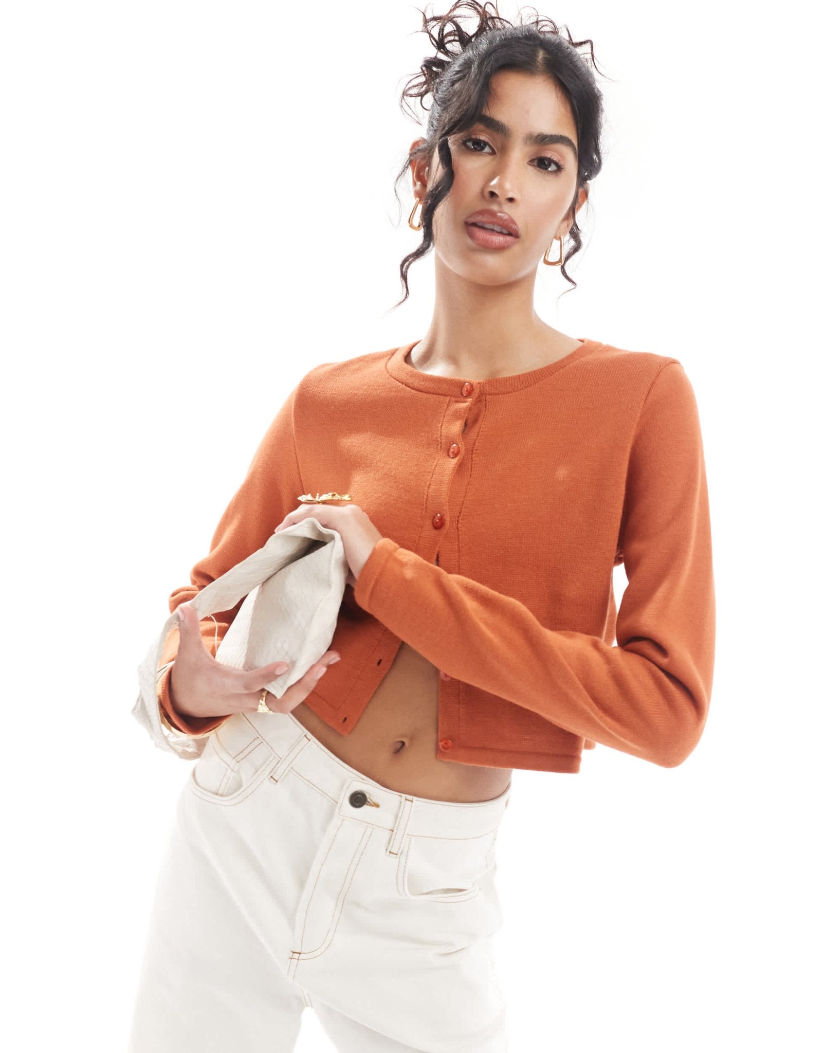 asos cropped crew neck cardigan