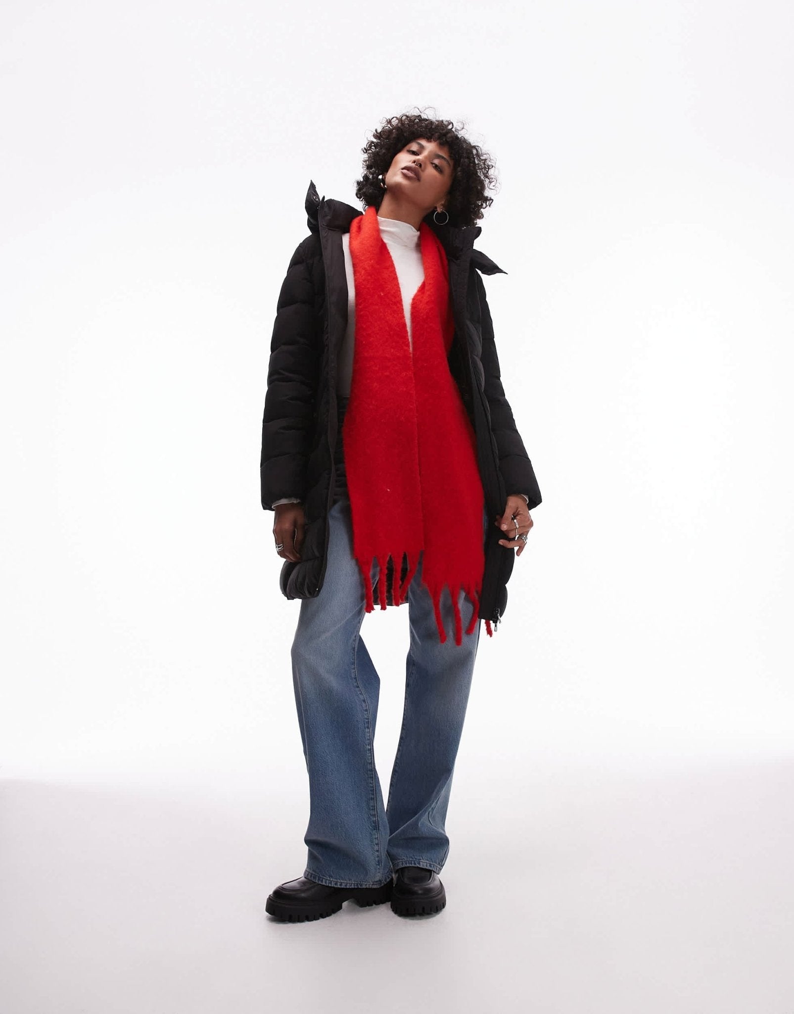 asos collusion longline puffer jacket in black