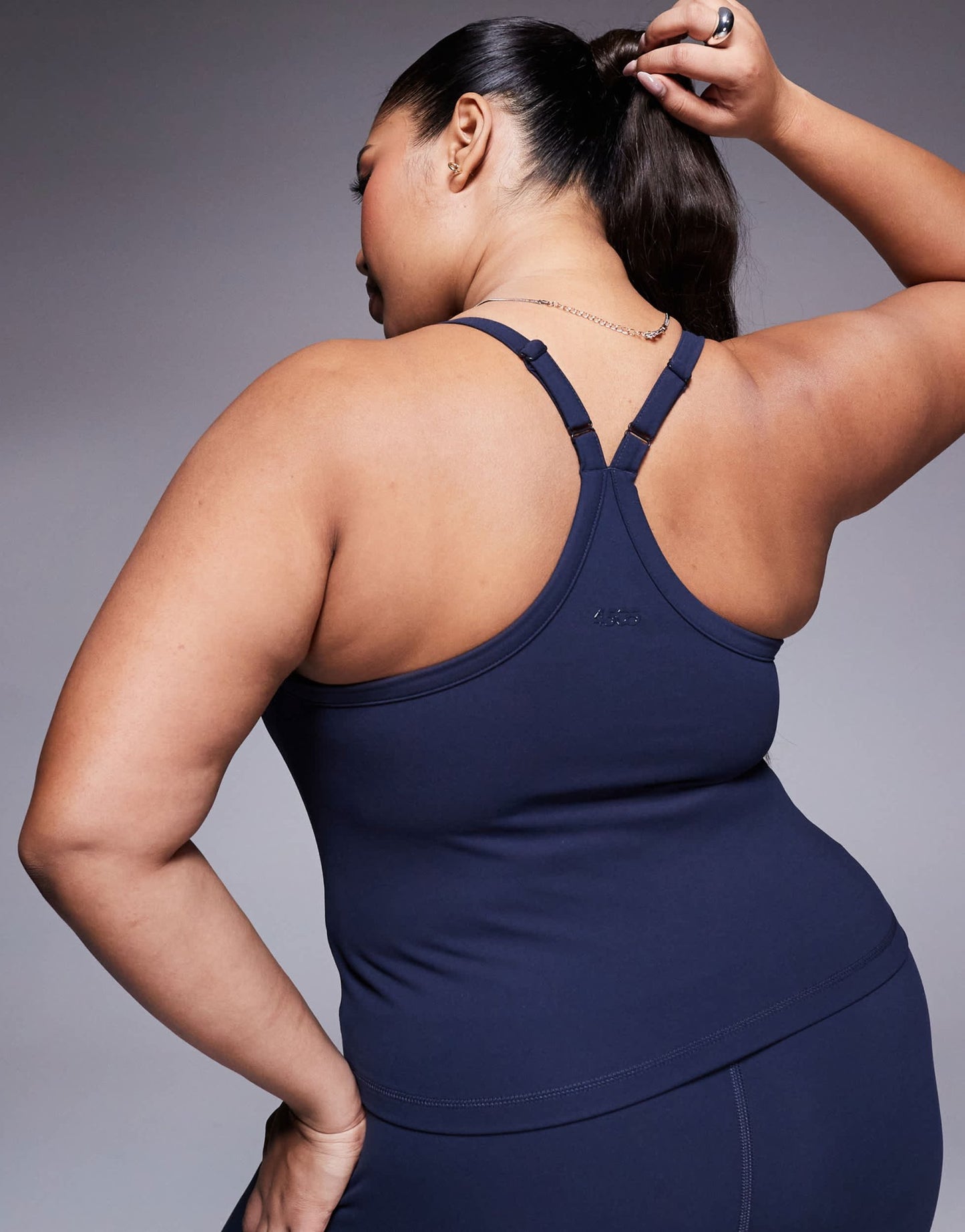 4505 Curve Icon soft touch yoga cami with inner bra and adjustable straps in midnight navy - ASOS Sample Sale EU Store