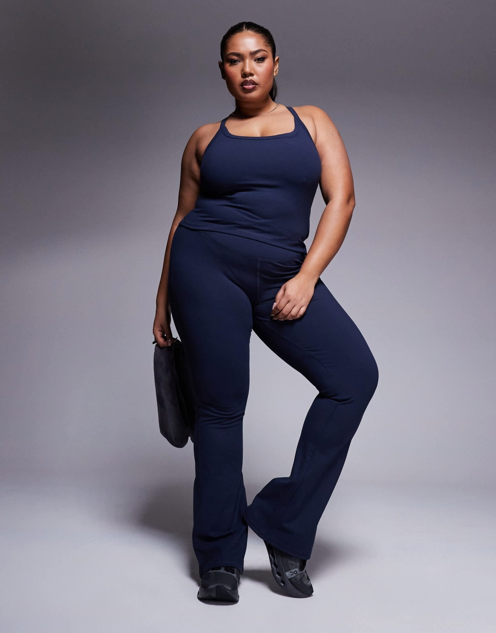 4505 Curve Icon soft touch yoga cami with inner bra and adjustable straps in midnight navy - ASOS Sample Sale EU Store