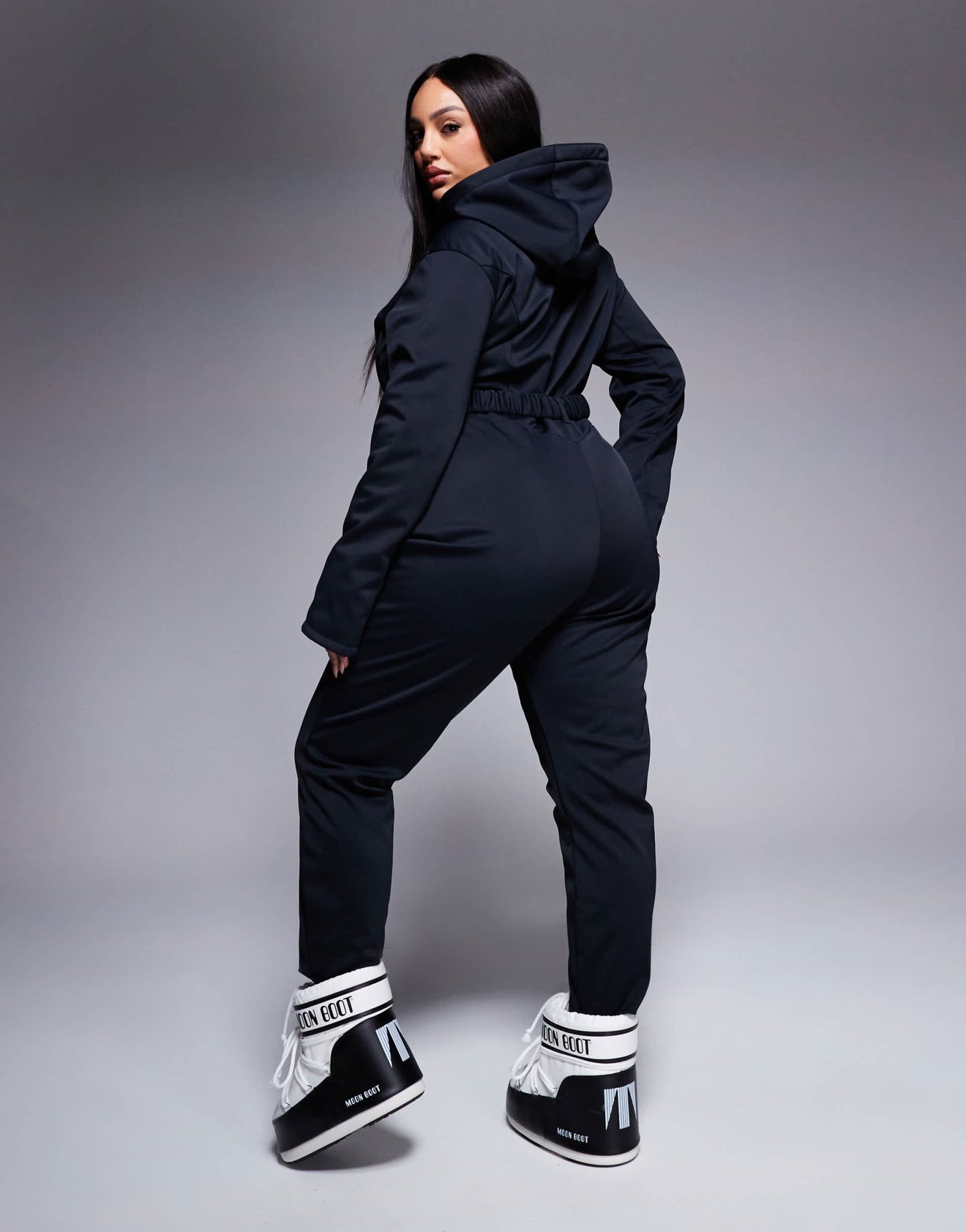 4505 Curve Ski belted ski suit with skinny leg and hood in black - ASOS Sample Sale EU Store