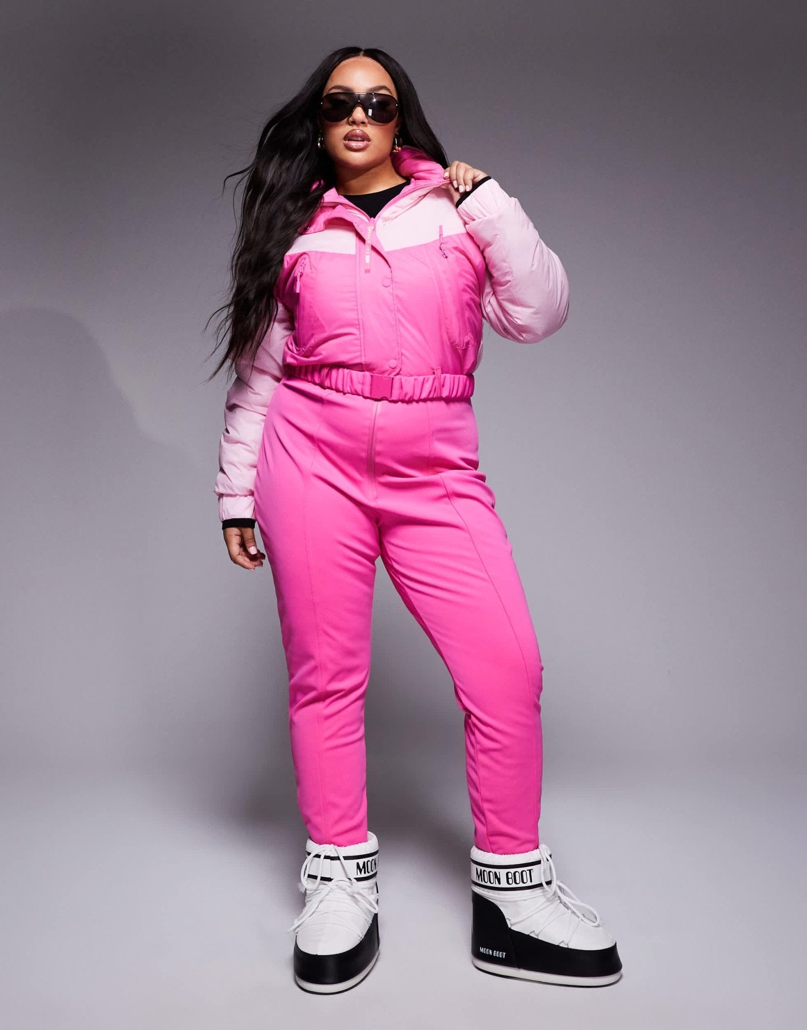 4505 Curve Ski water repellent insulated colour block retro ski suit in pink - ASOS Sample Sale EU Store