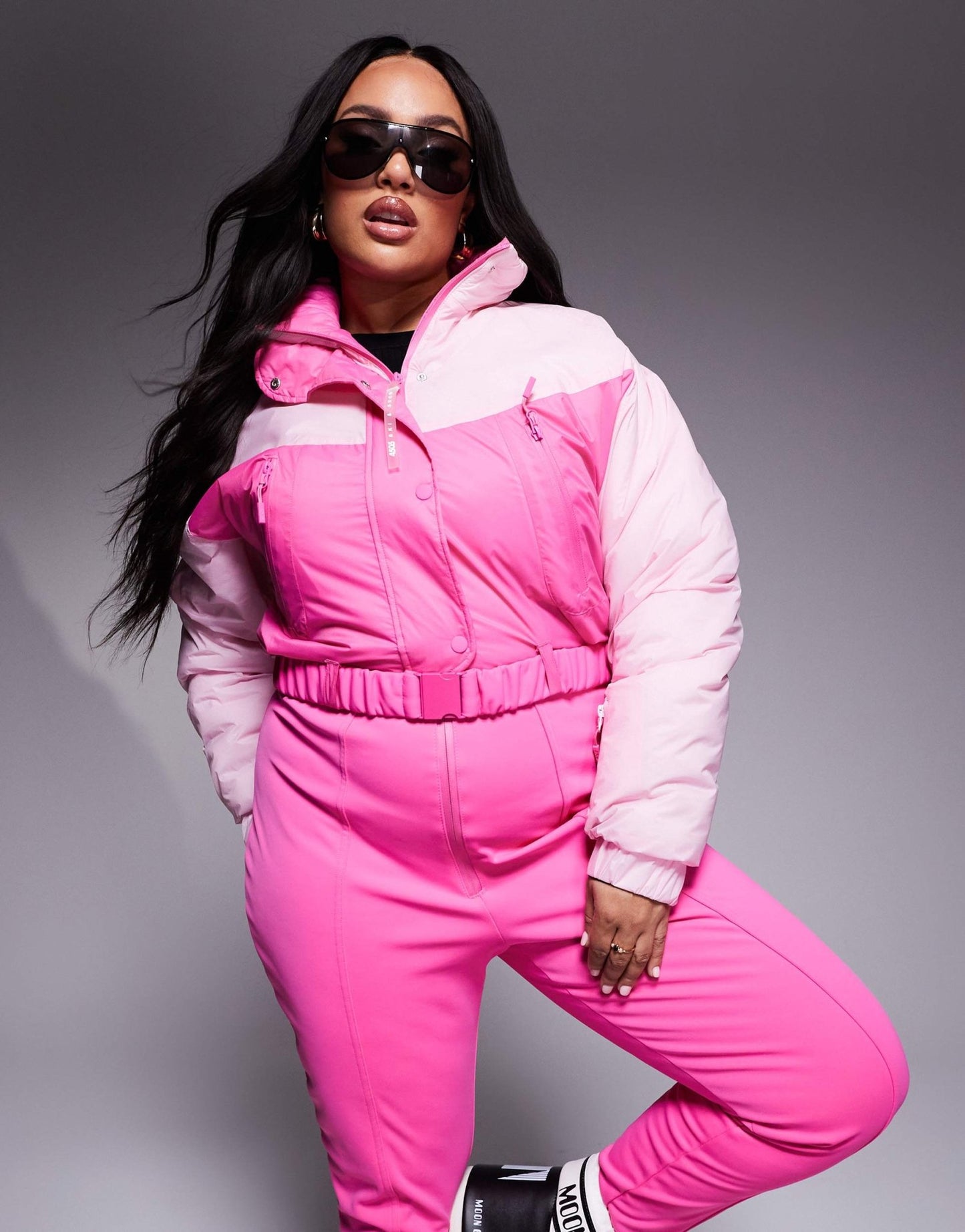 4505 Curve Ski water repellent insulated colour block retro ski suit in pink - ASOS Sample Sale EU Store