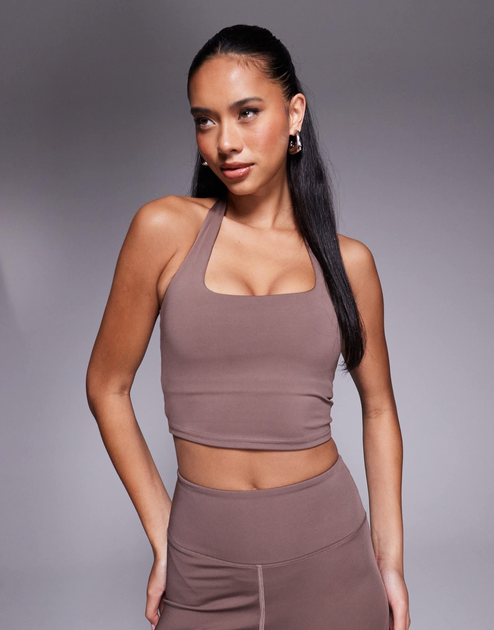 4505 halter neck performance vest with inner bra in taupe - ASOS Sample Sale EU Store