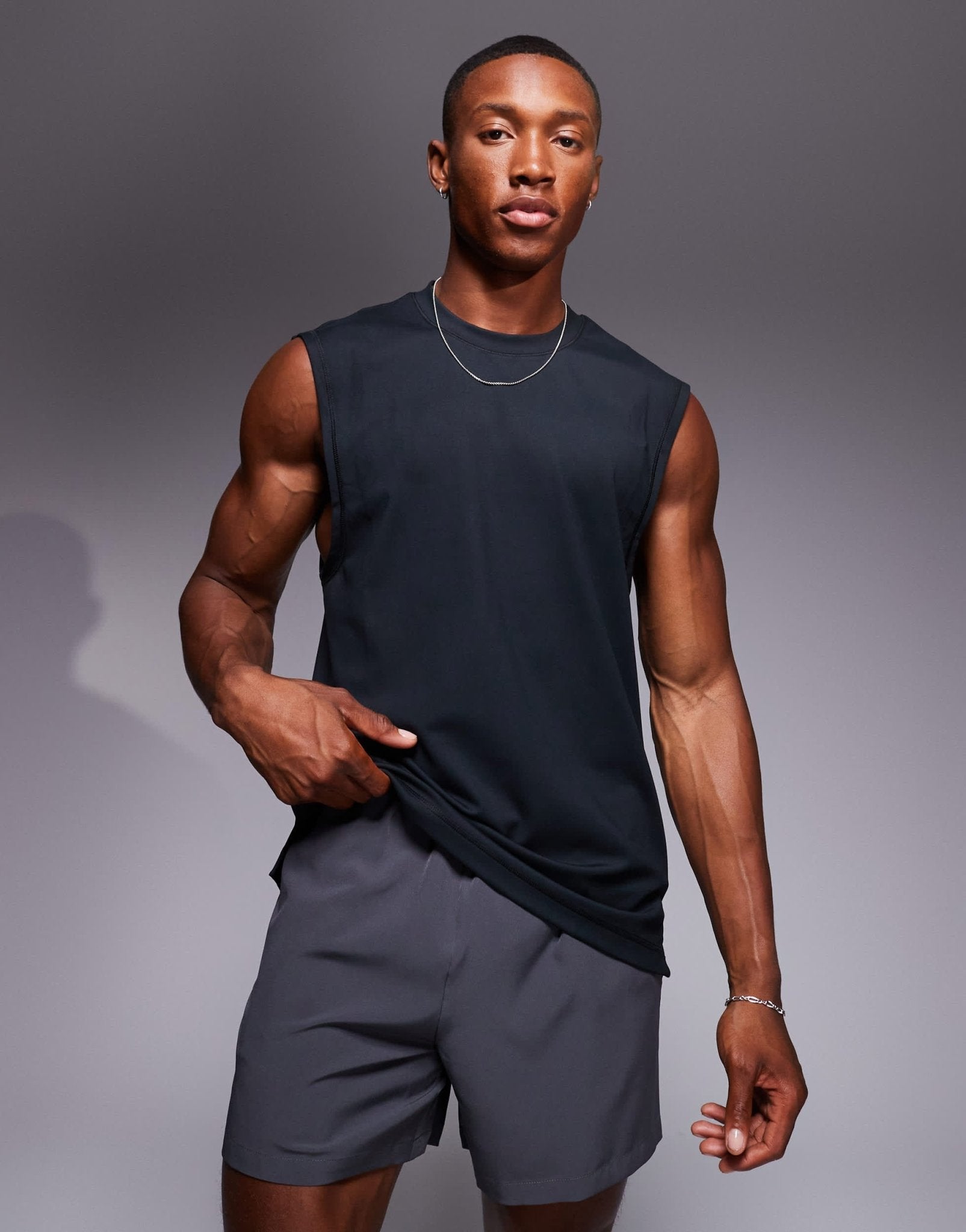 4505 Icon cotton oversized pump training tank with quick dry finish in black - ASOS Sample Sale EU Store