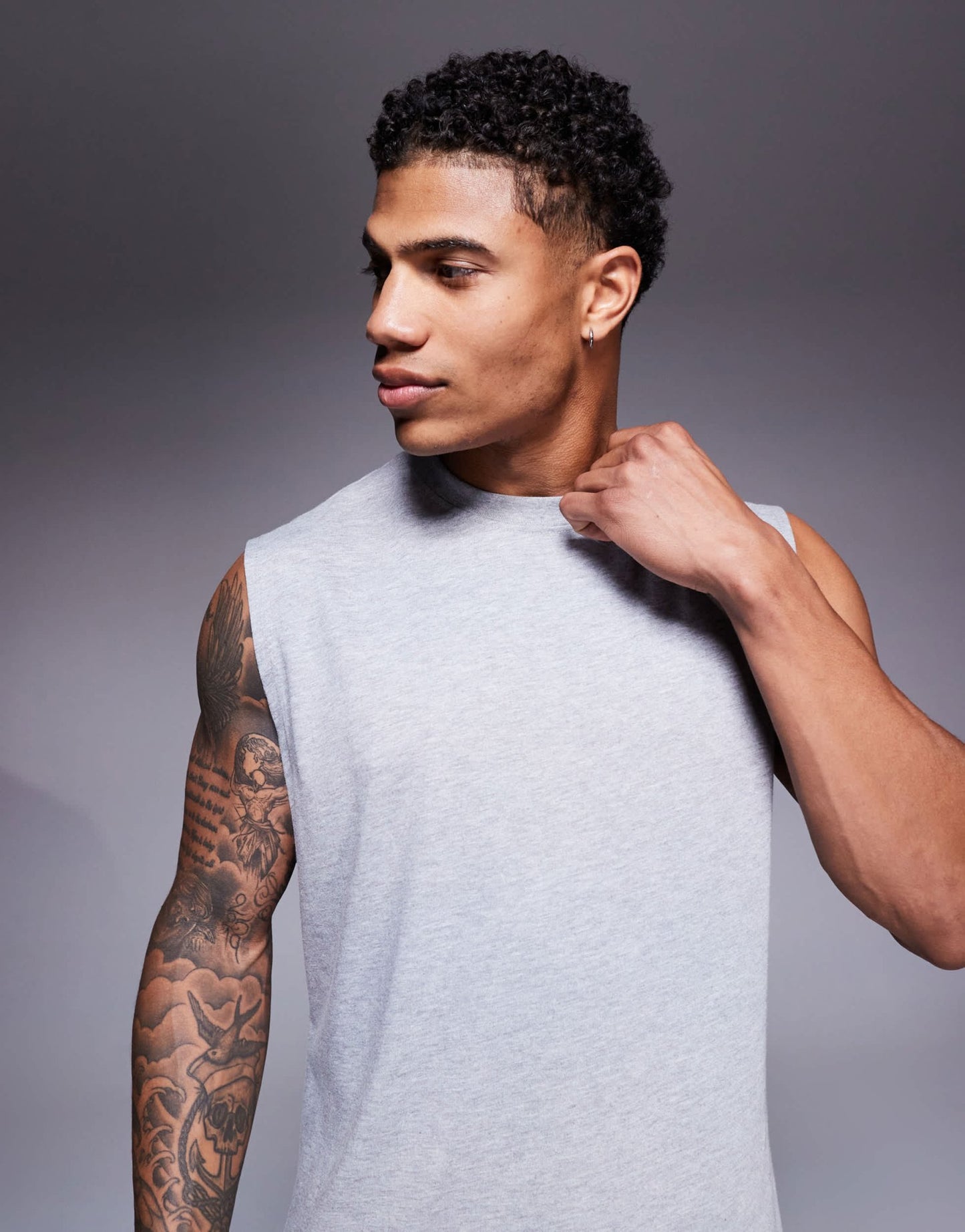 4505 Icon cotton oversized pump training tank with quick dry finish in grey - ASOS Sample Sale EU Store