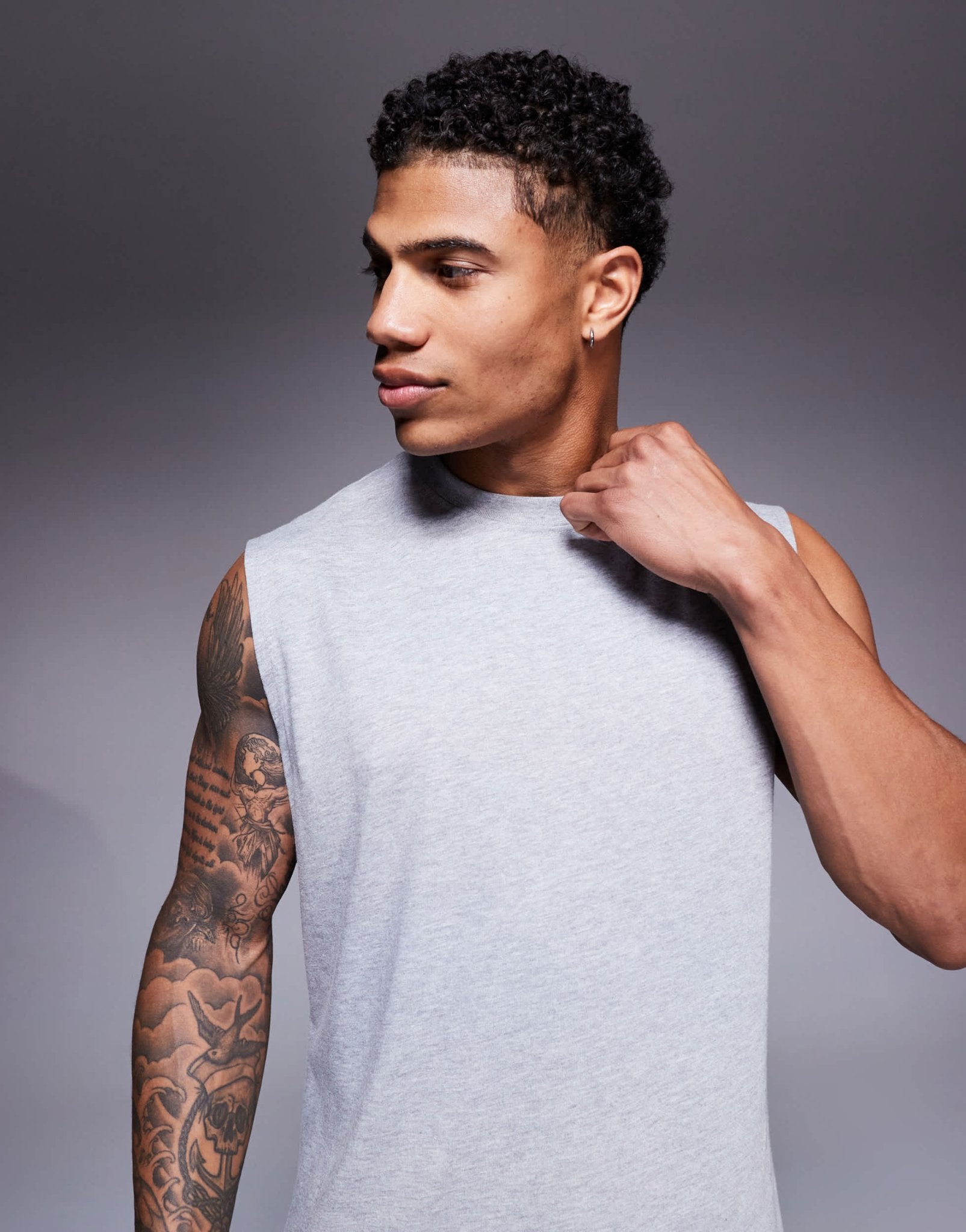 4505 Icon cotton oversized pump training tank with quick dry finish in grey - ASOS Sample Sale EU Store