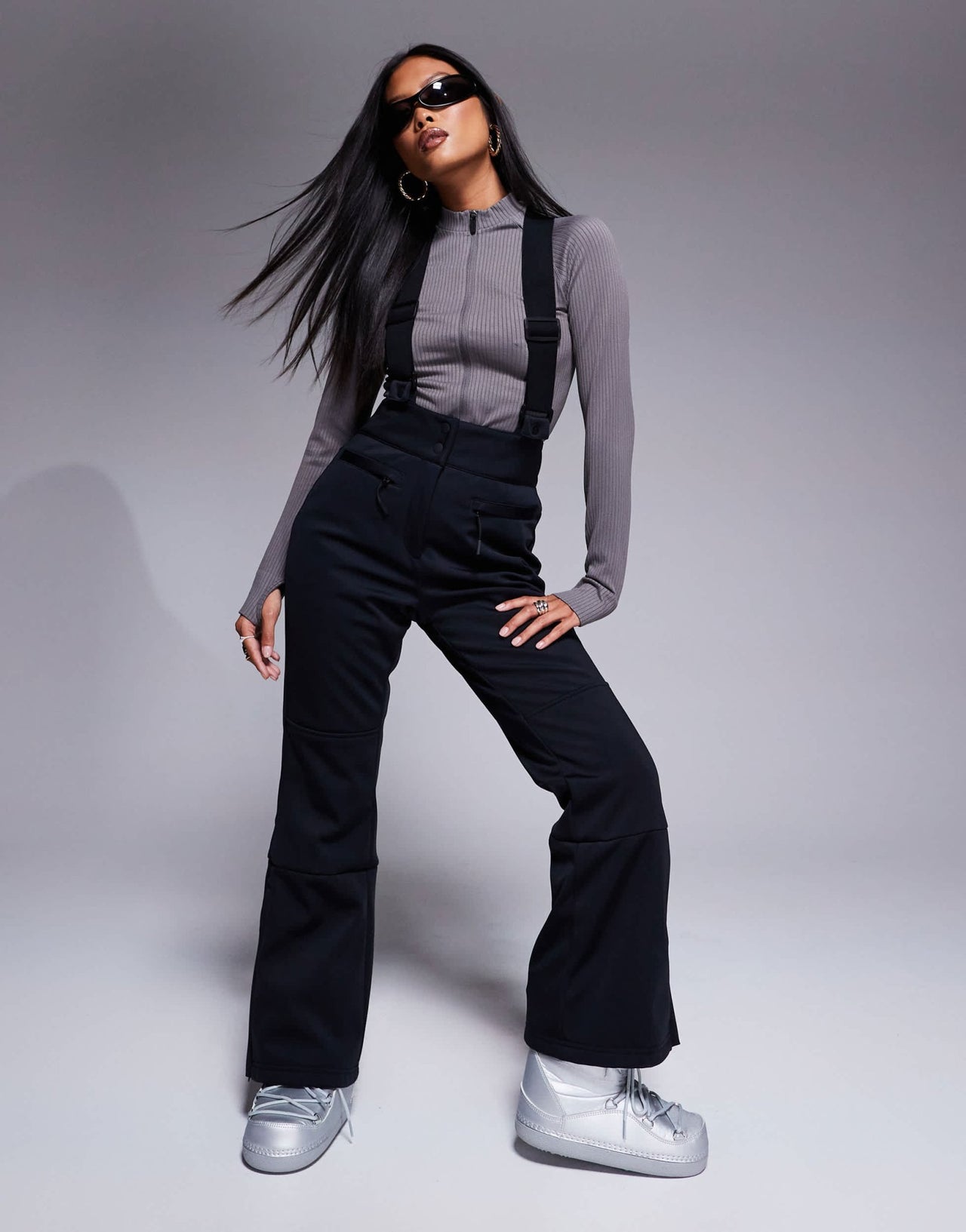4505 Petite Ski soft shell water repellent kick flare ski trousers in black - ASOS Sample Sale EU Store
