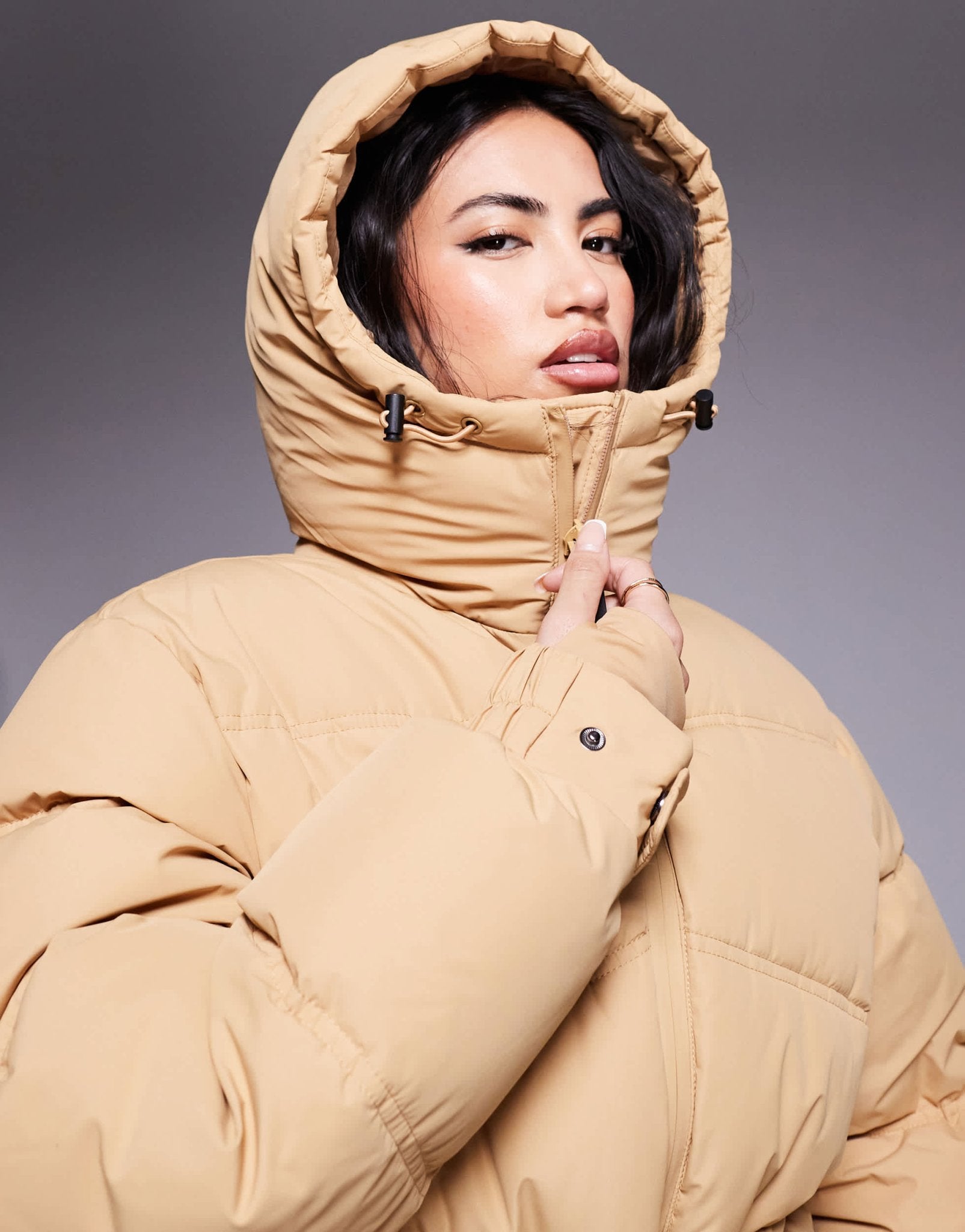 4505 Ski drawstring waist insulated ski jacket with hood in caramel - ASOS Sample Sale EU Store