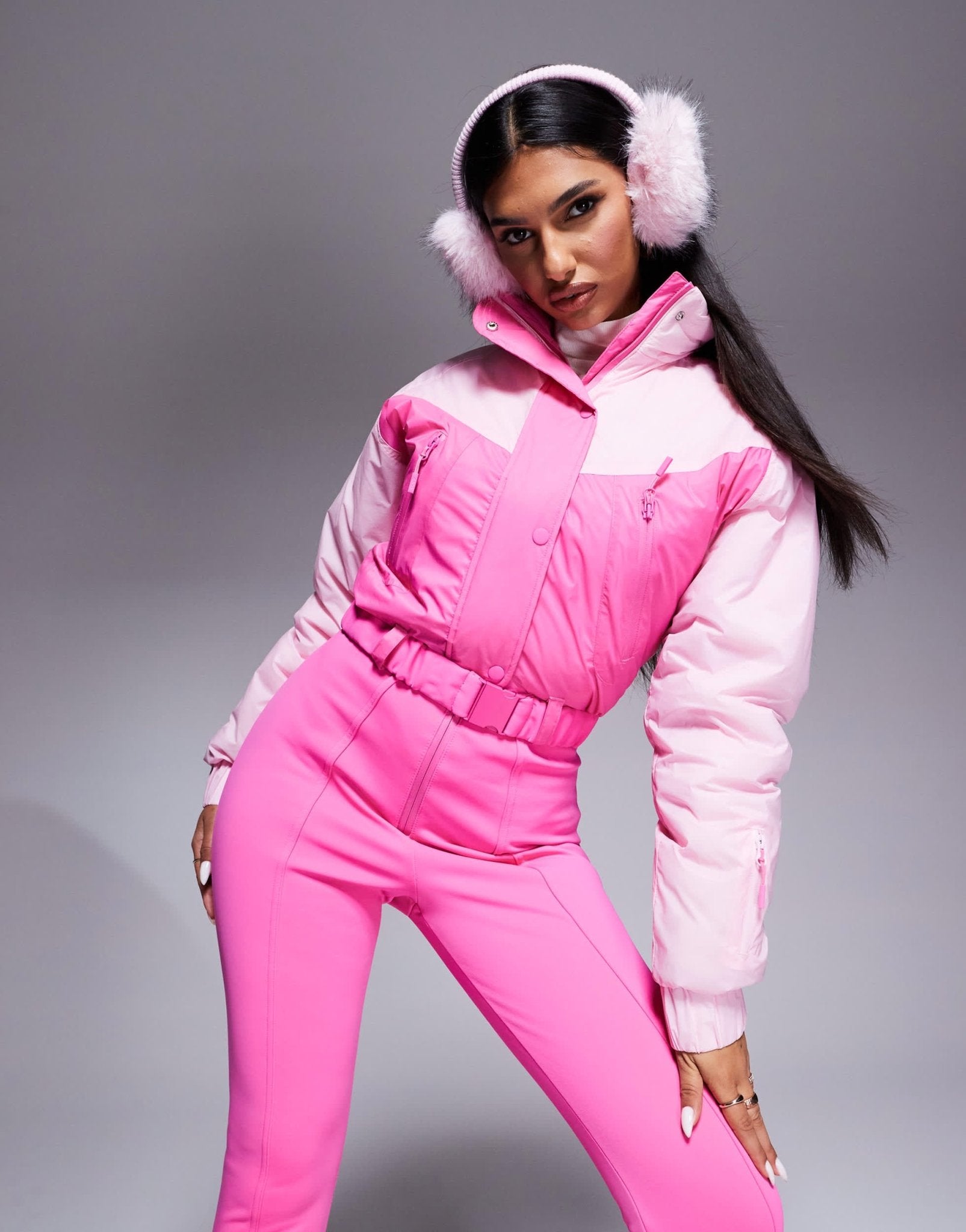 4505 Ski water repellent insulated colour block retro ski suit in pink - ASOS Sample Sale EU Store