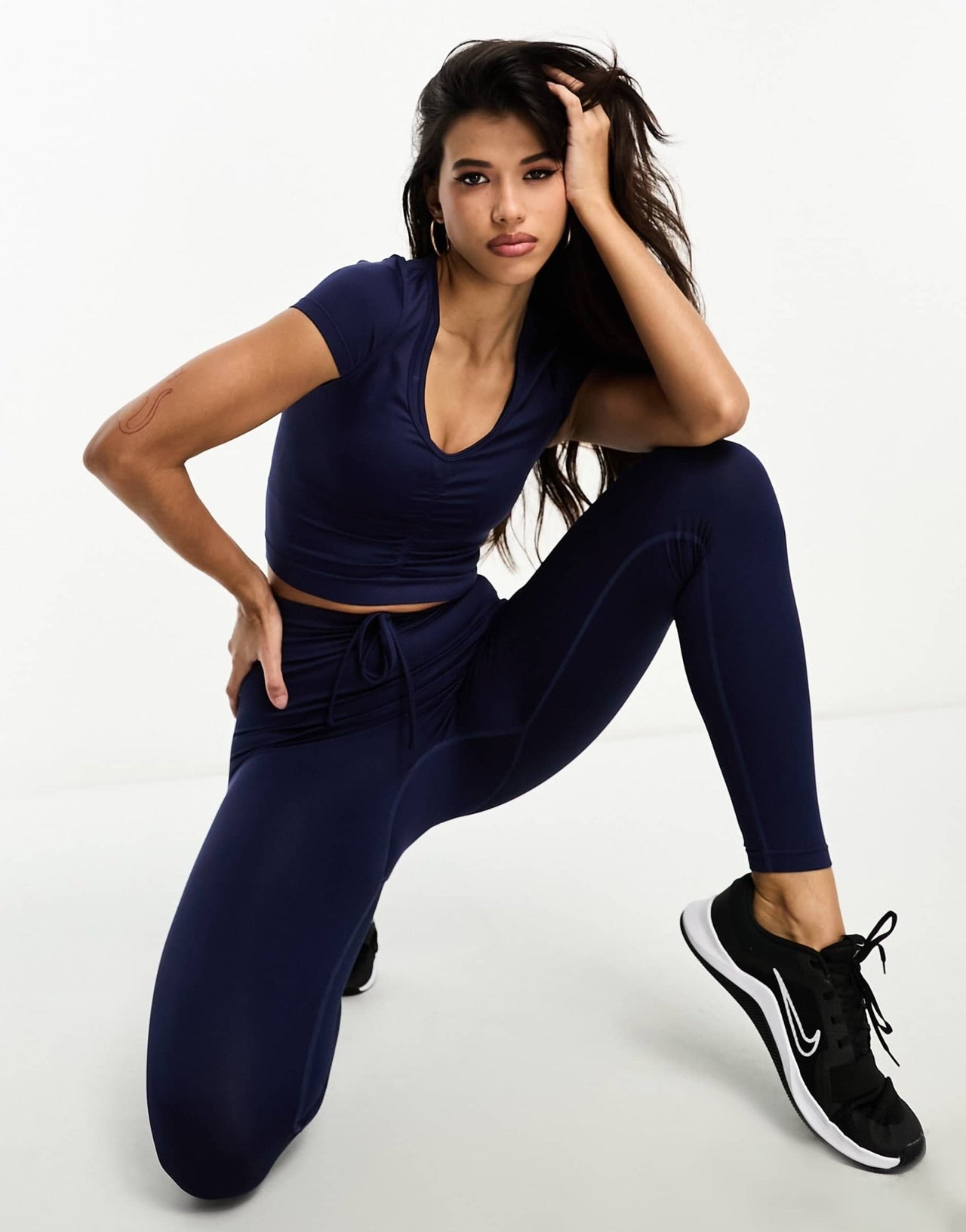 4505 studio short sleeve t-shirt with ruched detail in navy - ASOS Sample Sale EU Store