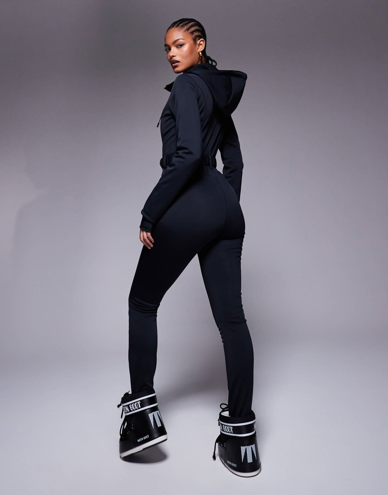 4505 Tall Ski belted ski suit with skinny leg and hood in black - ASOS Sample Sale EU Store