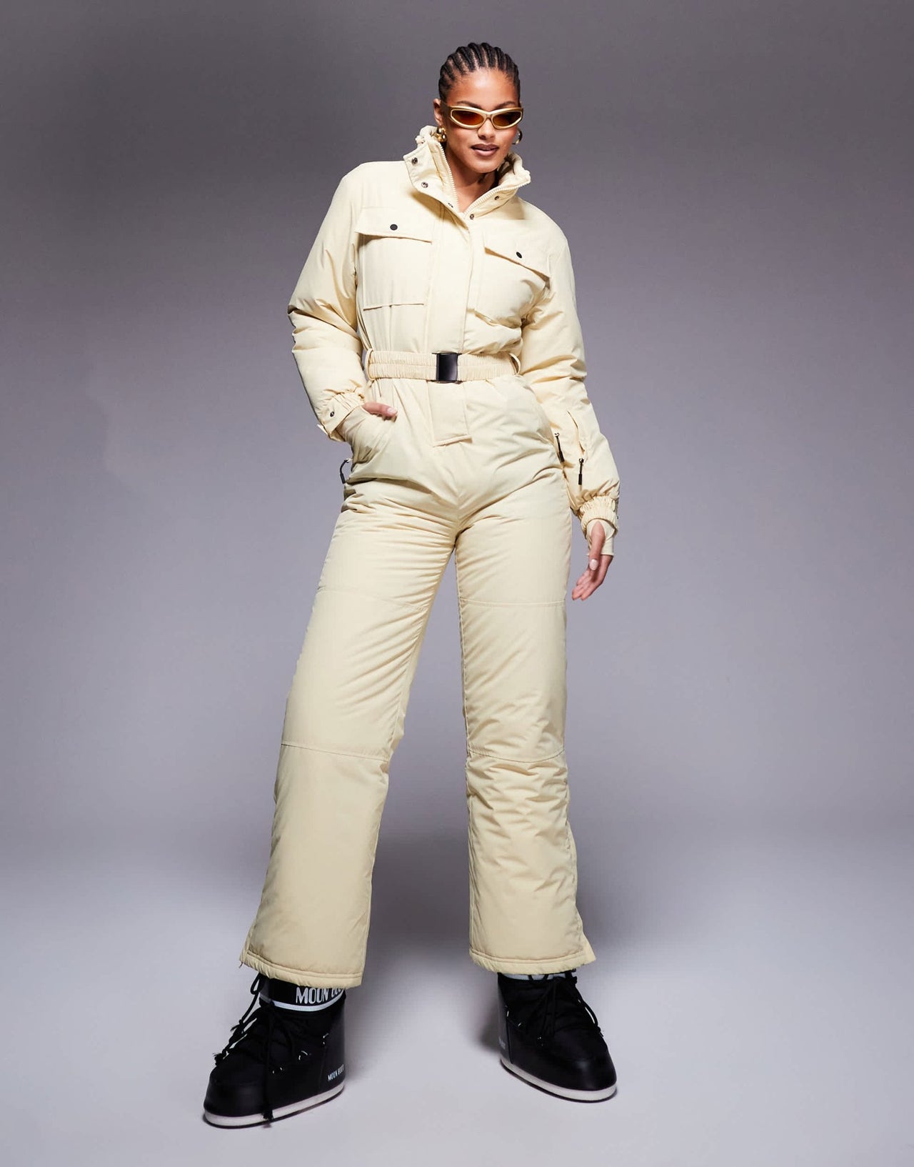 4505 Tall Ski retro belted ski suit with funnel neck in buttermilk - ASOS Sample Sale EU Store