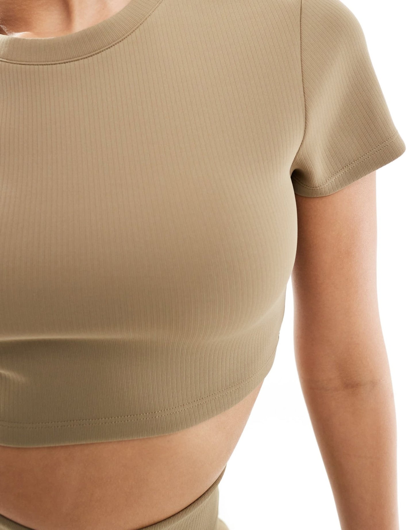 4505 ultra cropped active rib t-shirt in beige - ASOS Sample Sale EU Store