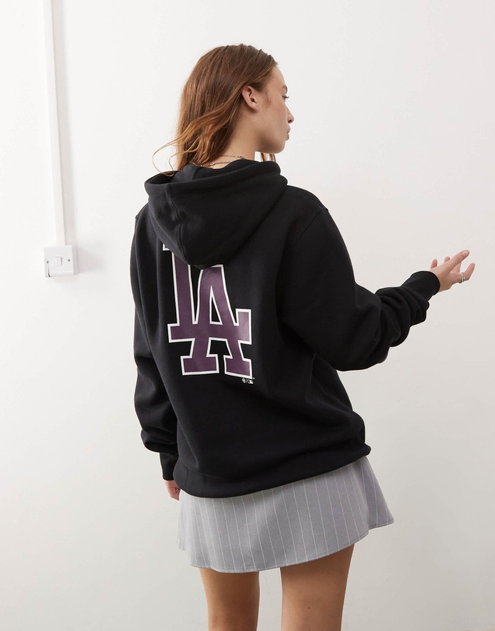 47 Brand LA Dodgers motif back hoodie in black - ASOS Sample Sale EU Store