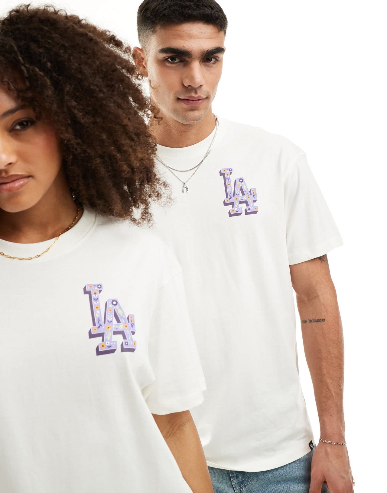 47 Brand unisex floral Los Angeles graphic t-shirt in off white - ASOS Sample Sale EU Store