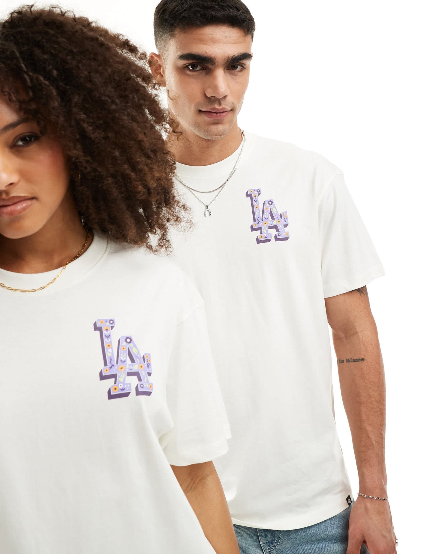 47 Brand unisex floral Los Angeles graphic t-shirt in off white - ASOS Sample Sale EU Store
