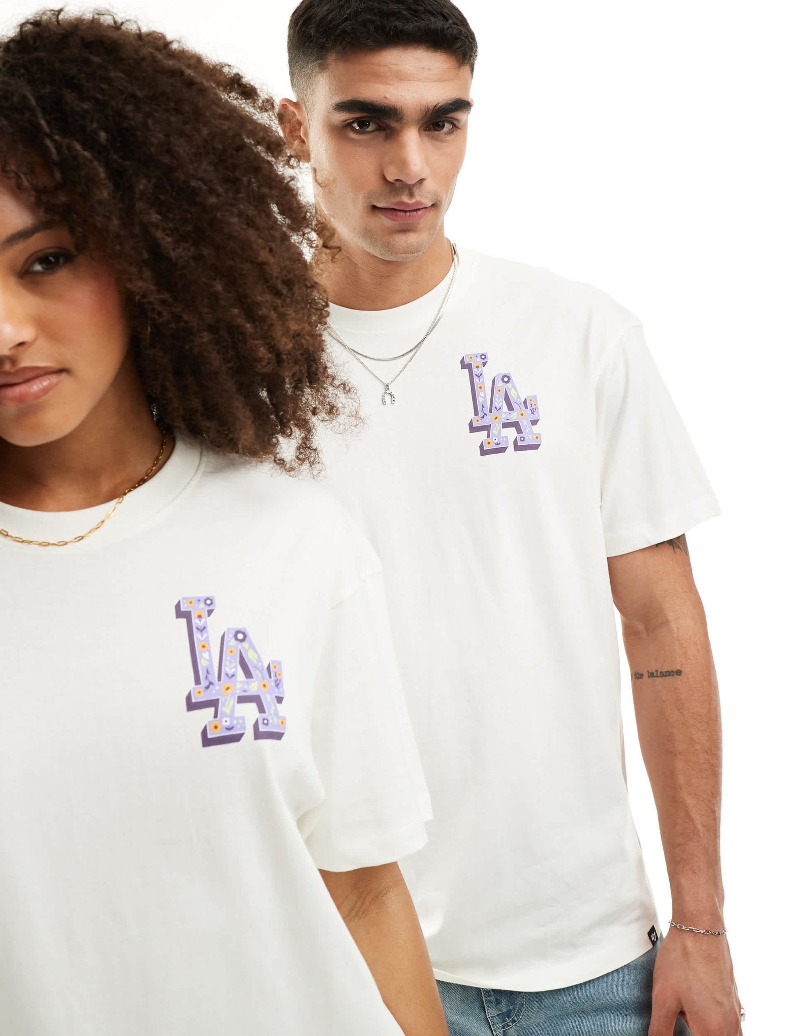 47 Brand unisex floral Los Angeles graphic t-shirt in off white - ASOS Sample Sale EU Store