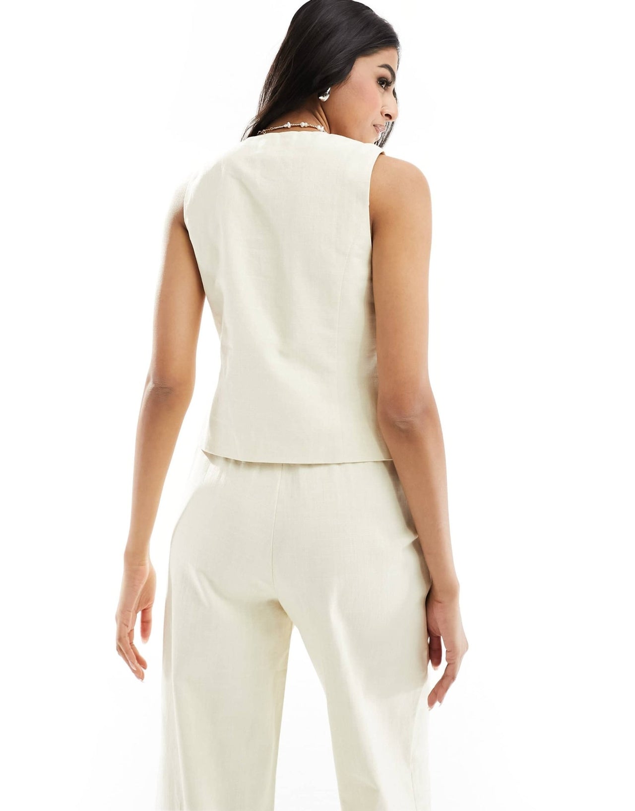 4th & Reckless beaded tie front waistcoat co - ord in cream - ASOS Sample Sale EU Store