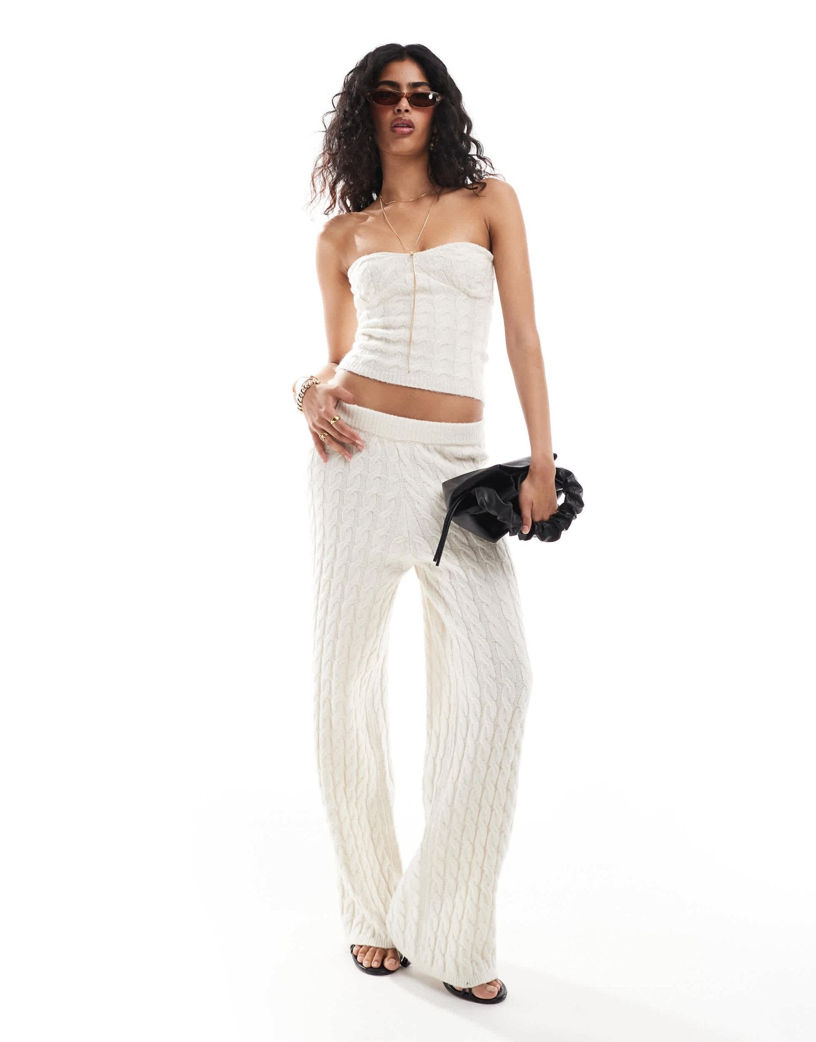 4th & Reckless cable knit bandeau top co - ord in cream - ASOS Sample Sale EU Store