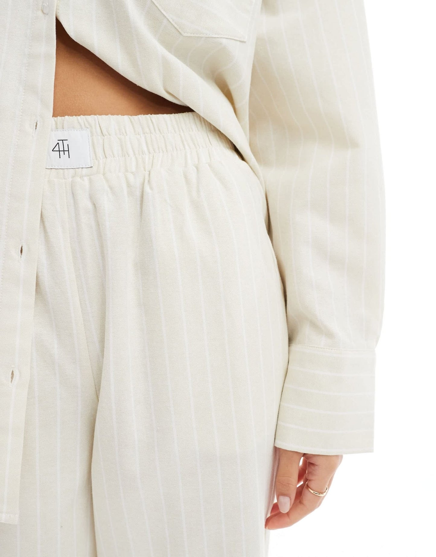 4th & Reckless delphi stripe beach trouser co - ord in beige - ASOS Sample Sale EU Store