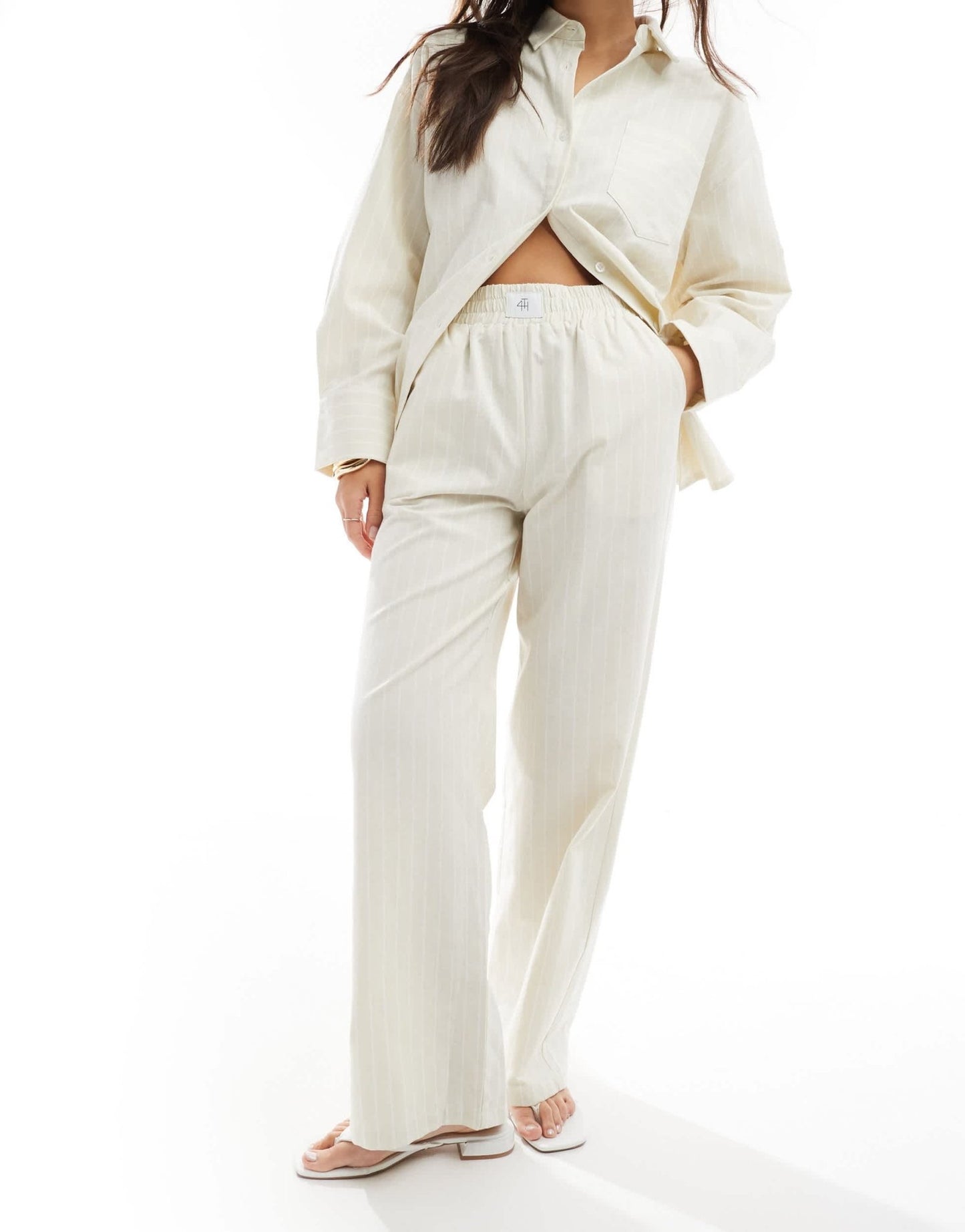 4th & Reckless delphi stripe beach trouser co - ord in beige - ASOS Sample Sale EU Store