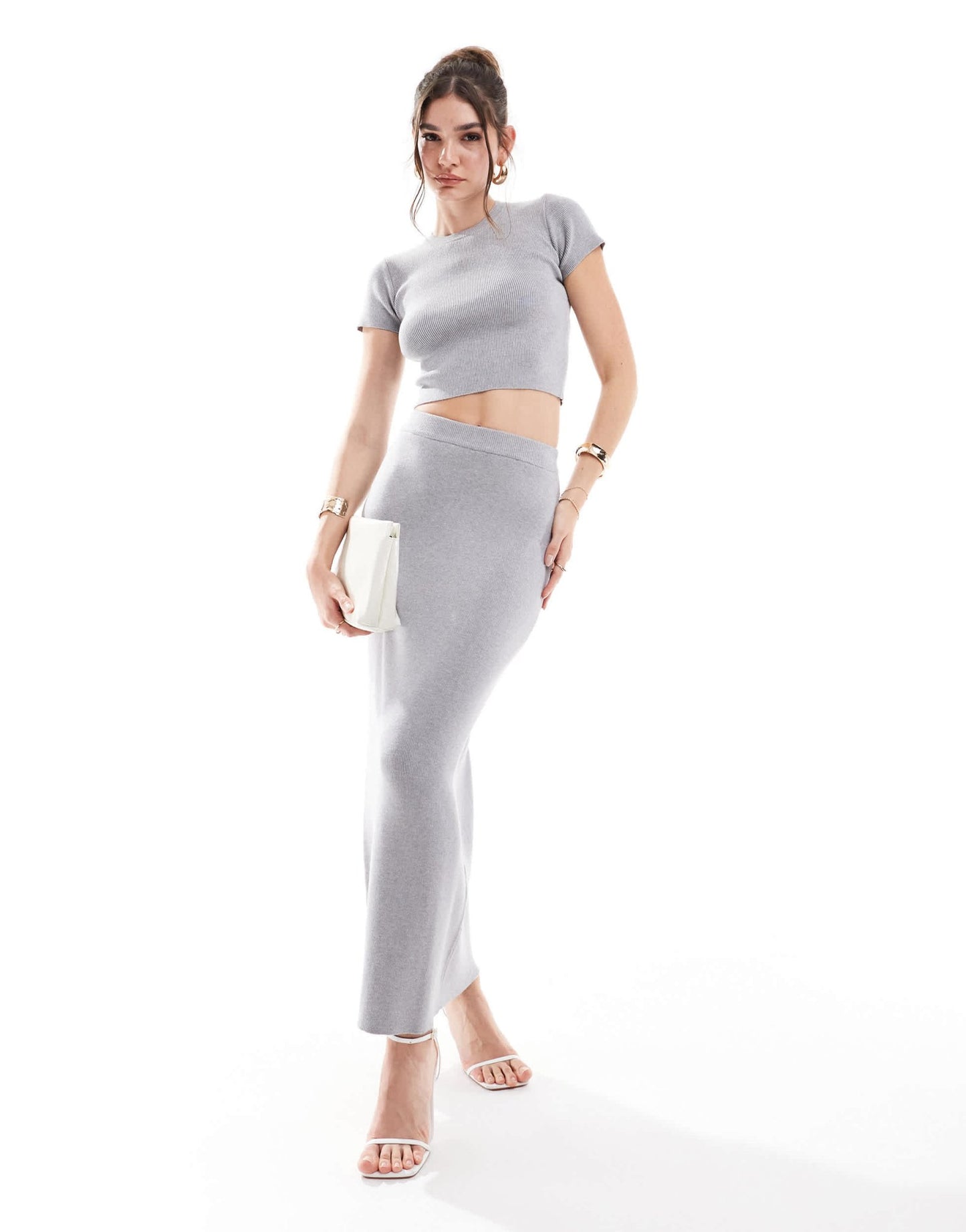 4th & Reckless fine knit short sleeve jumper co - ord in grey - ASOS Sample Sale EU Store