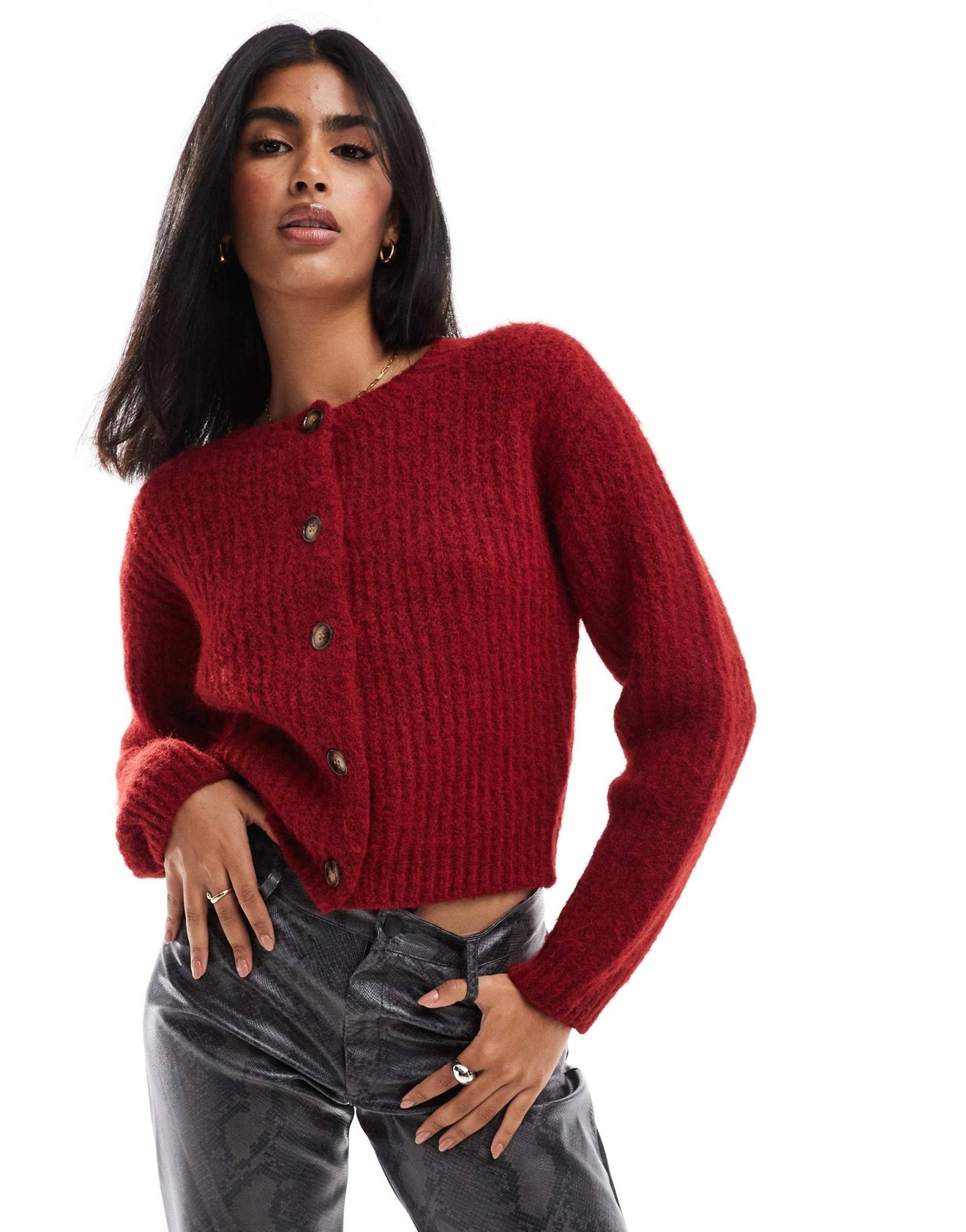 4th & Reckless knitted button through cardigan in red - ASOS Sample Sale EU Store