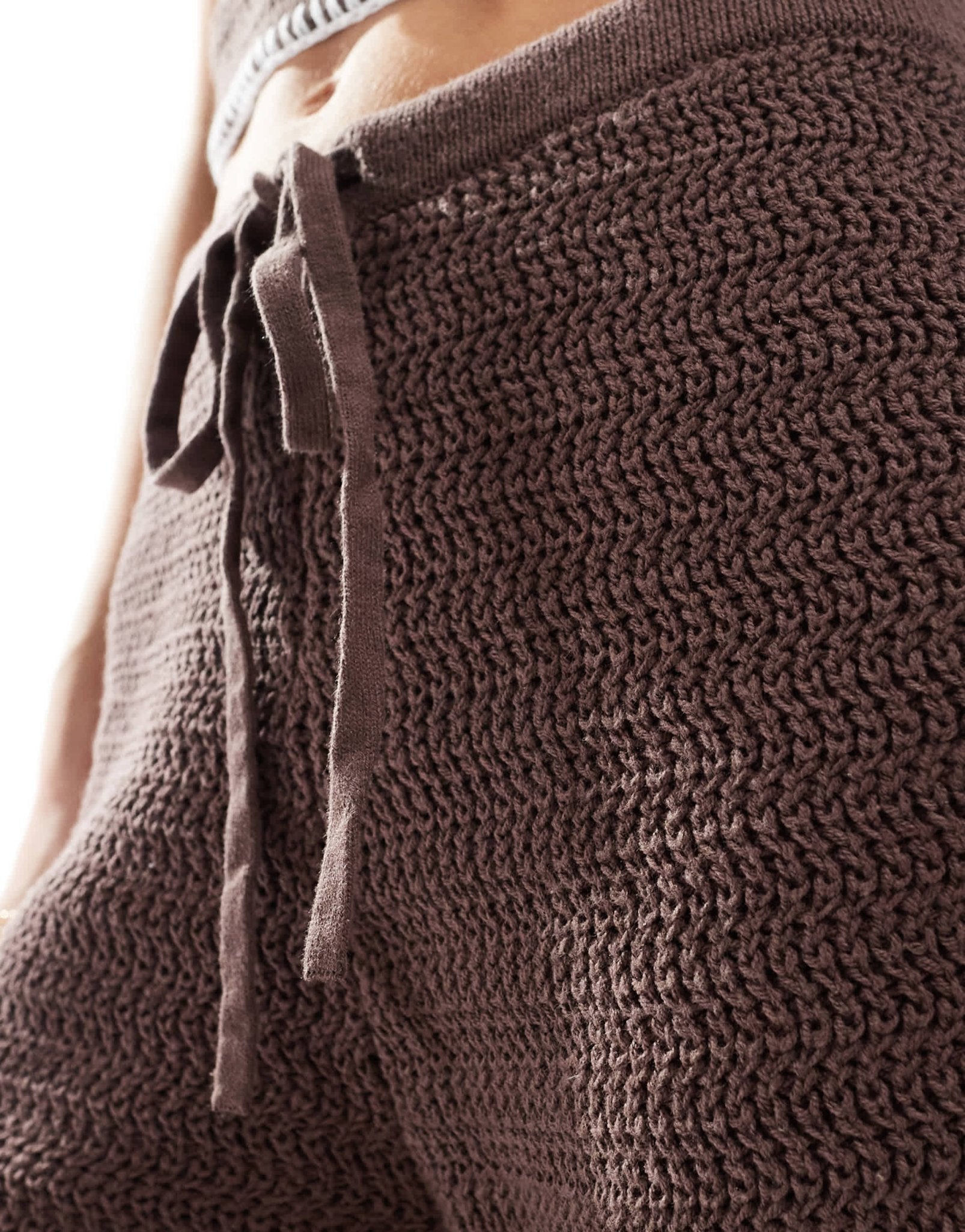 4th & Reckless knitted contrast stitch beach trouser co - ord in chocolate - ASOS Sample Sale EU Store