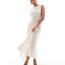 4th & Reckless knitted deep waistband drop waist maxi skirt co-ord in beige