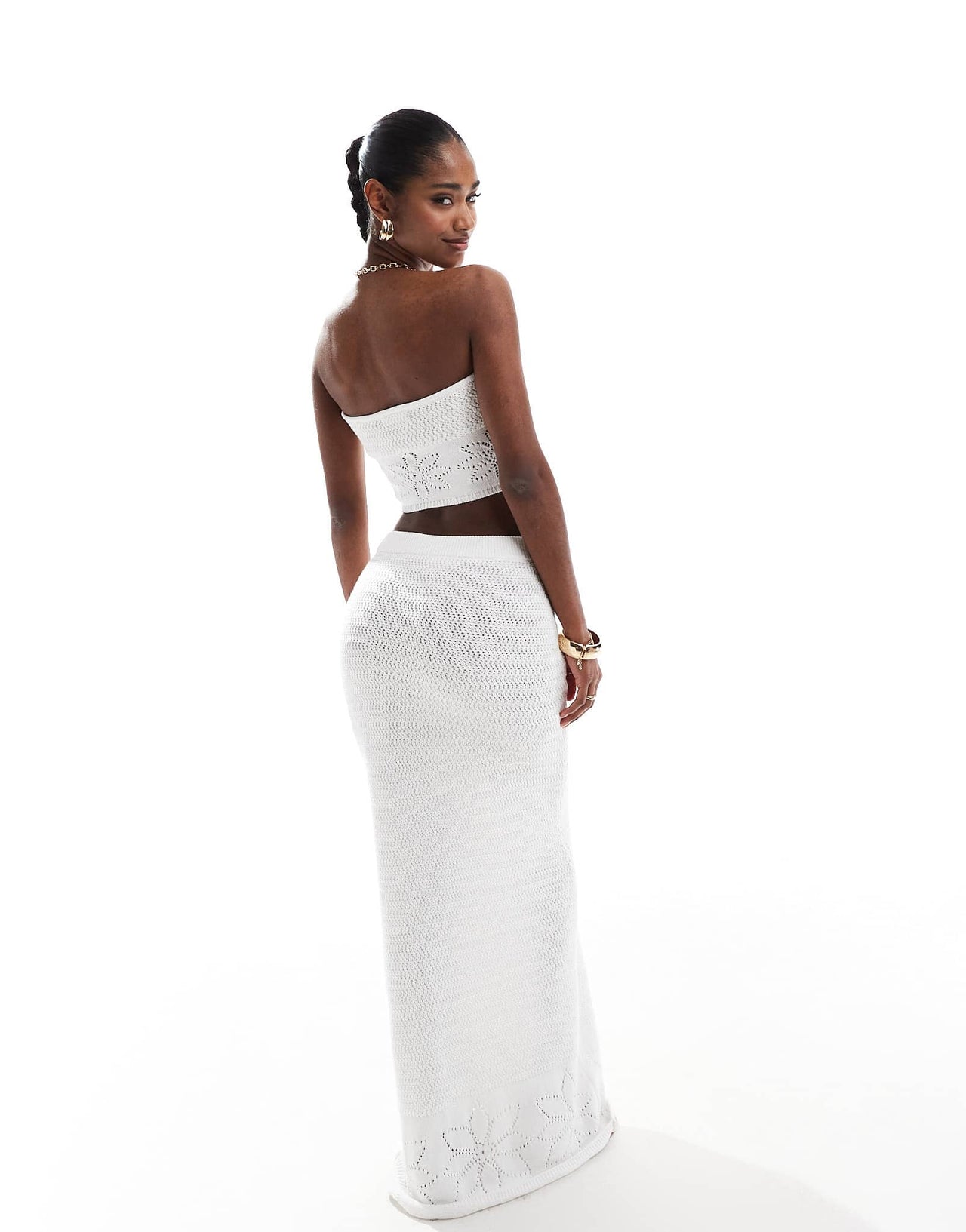 4th & Reckless knitted maxi beach skirt co - ord in white - ASOS Sample Sale EU Store