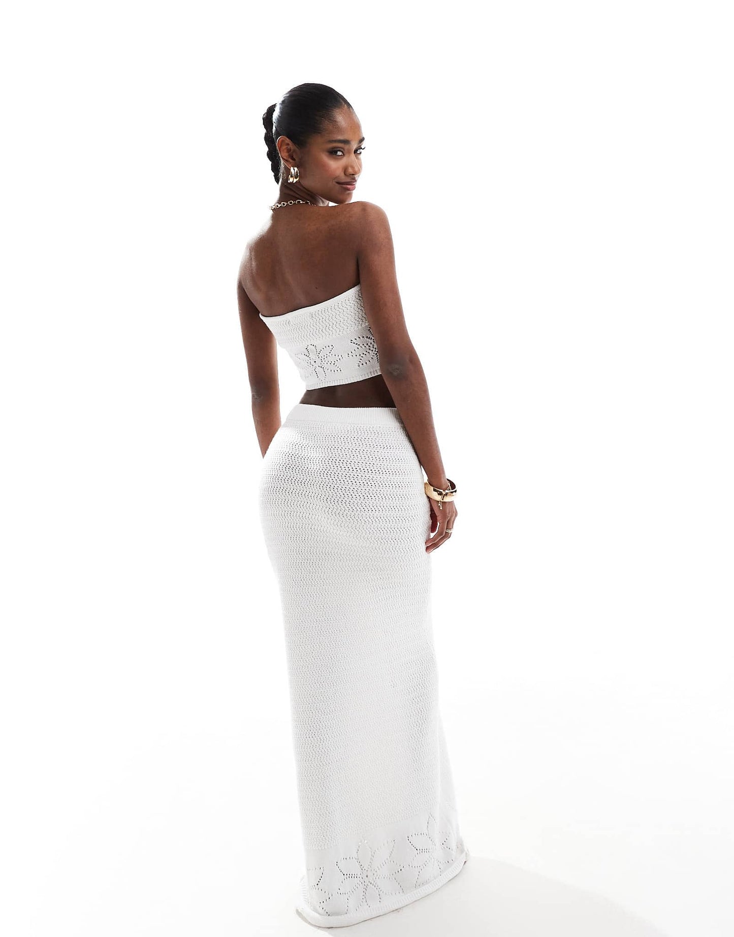4th & Reckless knitted maxi beach skirt co - ord in white - ASOS Sample Sale EU Store