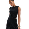 4th & Reckless knitted slash neck crop top co-ord in black