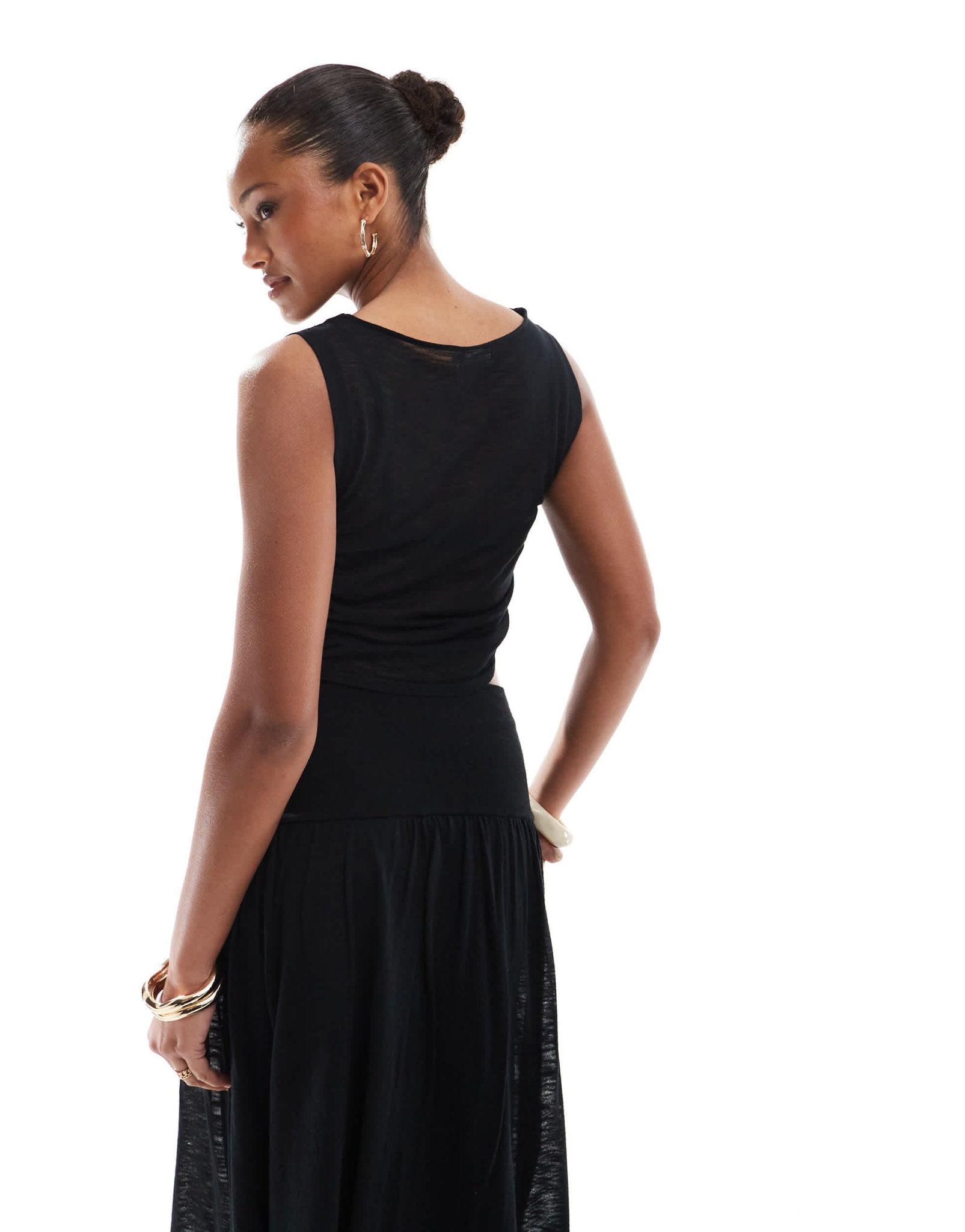 4th & Reckless knitted slash neck crop top co - ord in black - ASOS Sample Sale EU Store