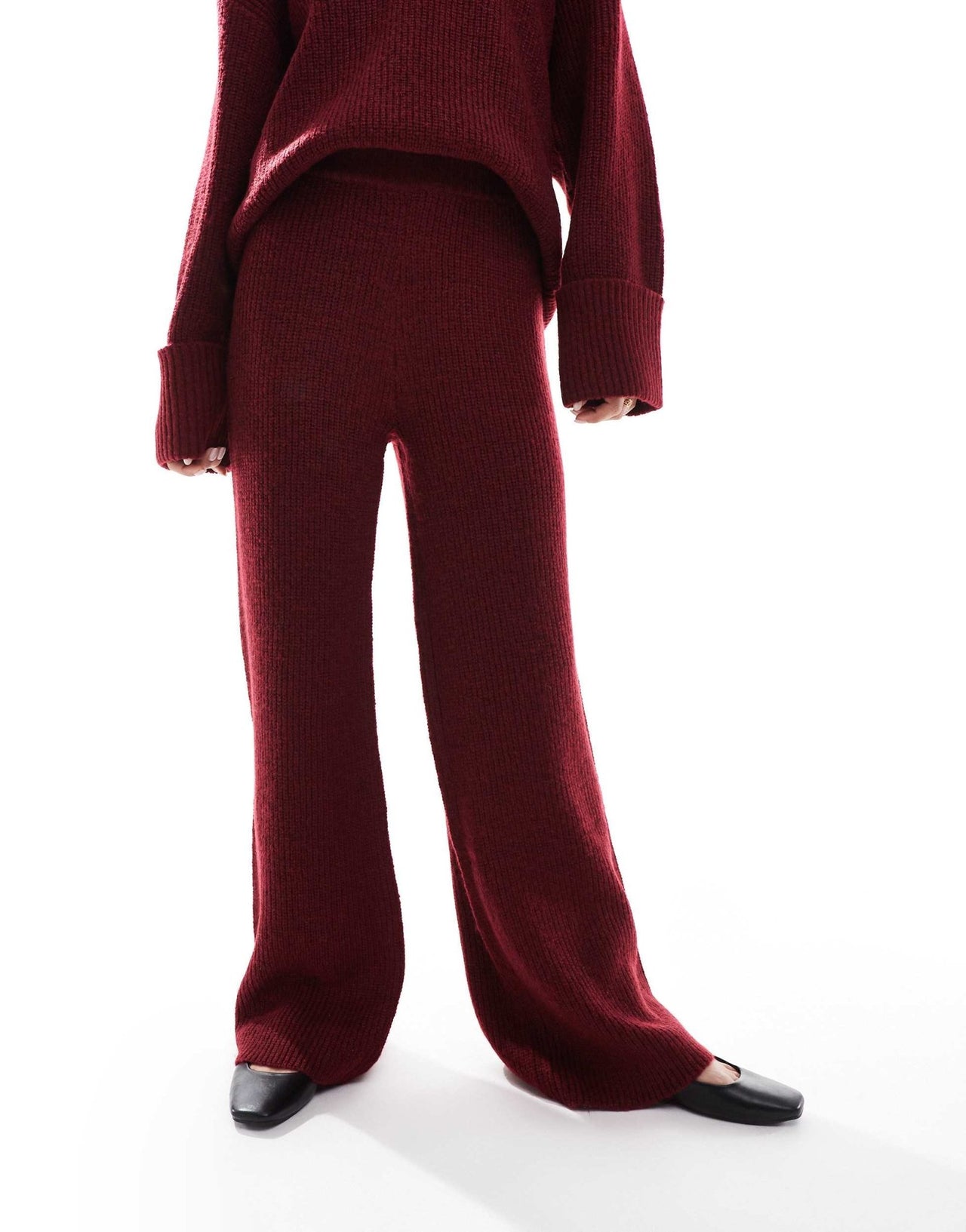 4th & Reckless knitted wide leg trousers co - ord in burgundy - ASOS Sample Sale EU Store