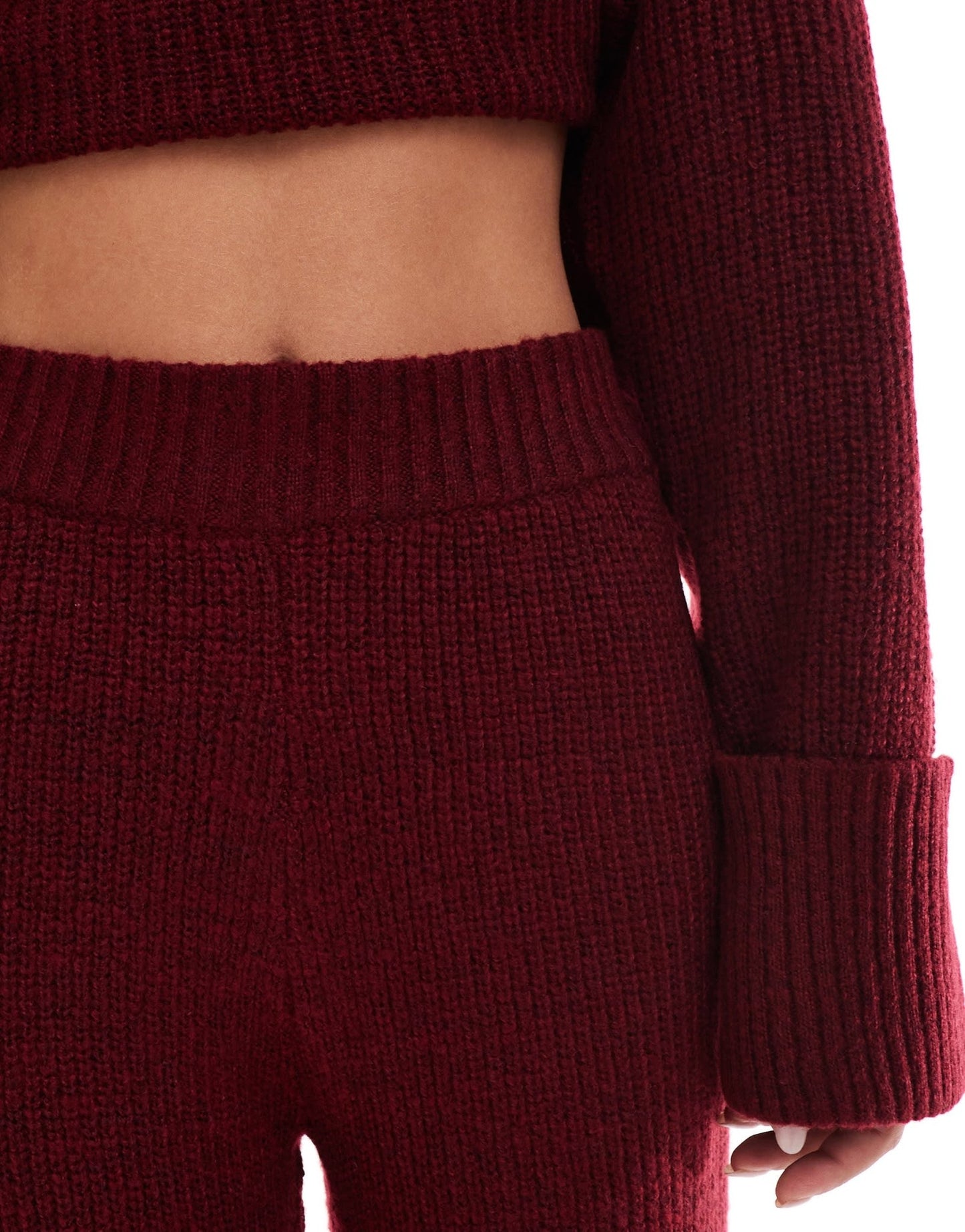 4th & Reckless knitted wide leg trousers co - ord in burgundy - ASOS Sample Sale EU Store