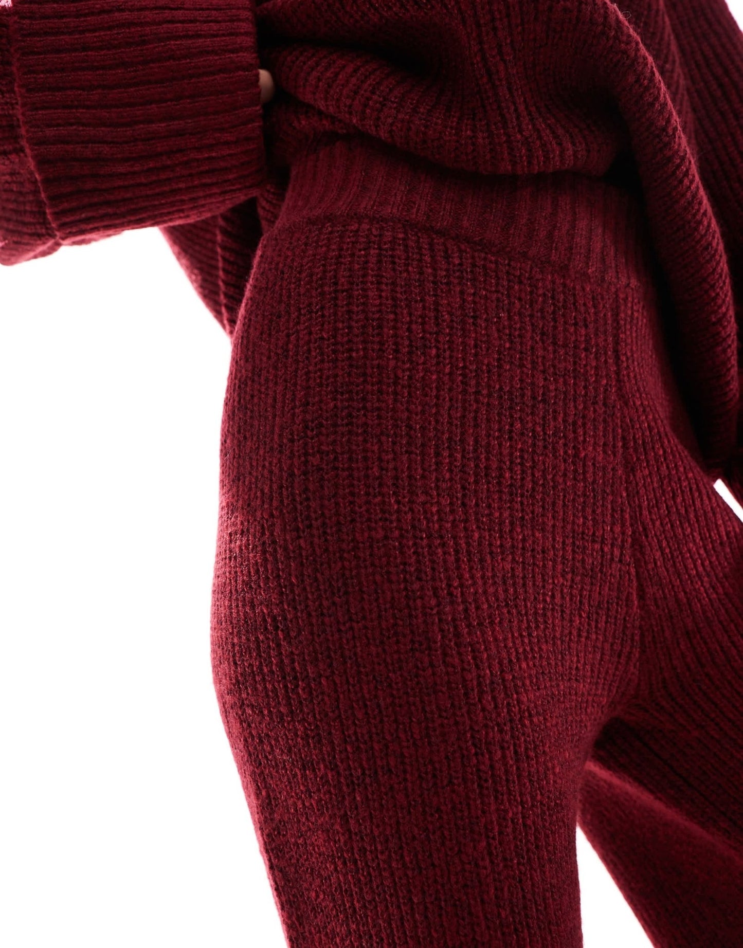 4th & Reckless knitted wide leg trousers co - ord in burgundy - ASOS Sample Sale EU Store
