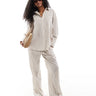 4th & Reckless lightweight linen look stripe beach trouser co-ord in beige