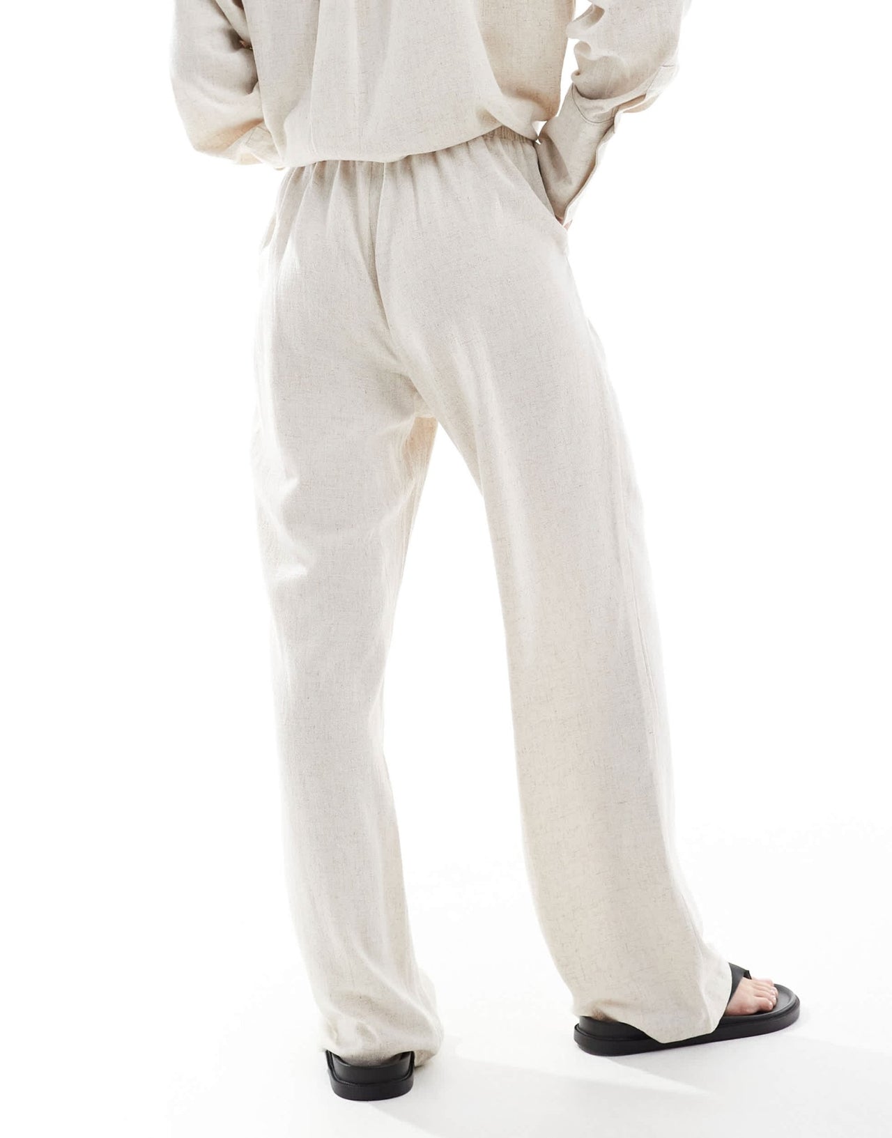 4th & Reckless linen blend tie waist wide leg trouser co - ord in beige - ASOS Sample Sale EU Store