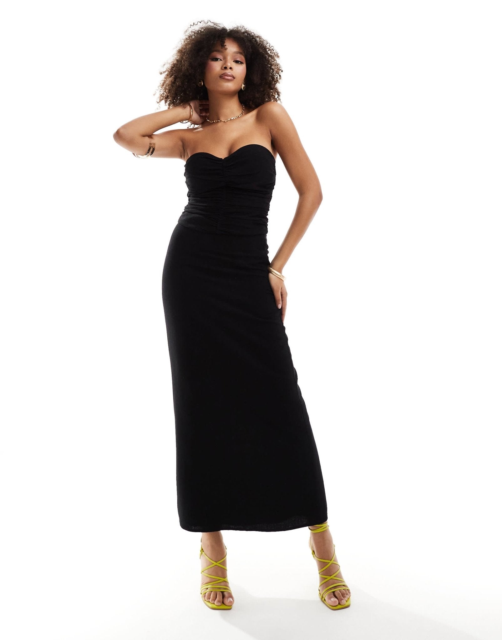 4th & Reckless linen column maxi skirt co - ord in black - ASOS Sample Sale EU Store