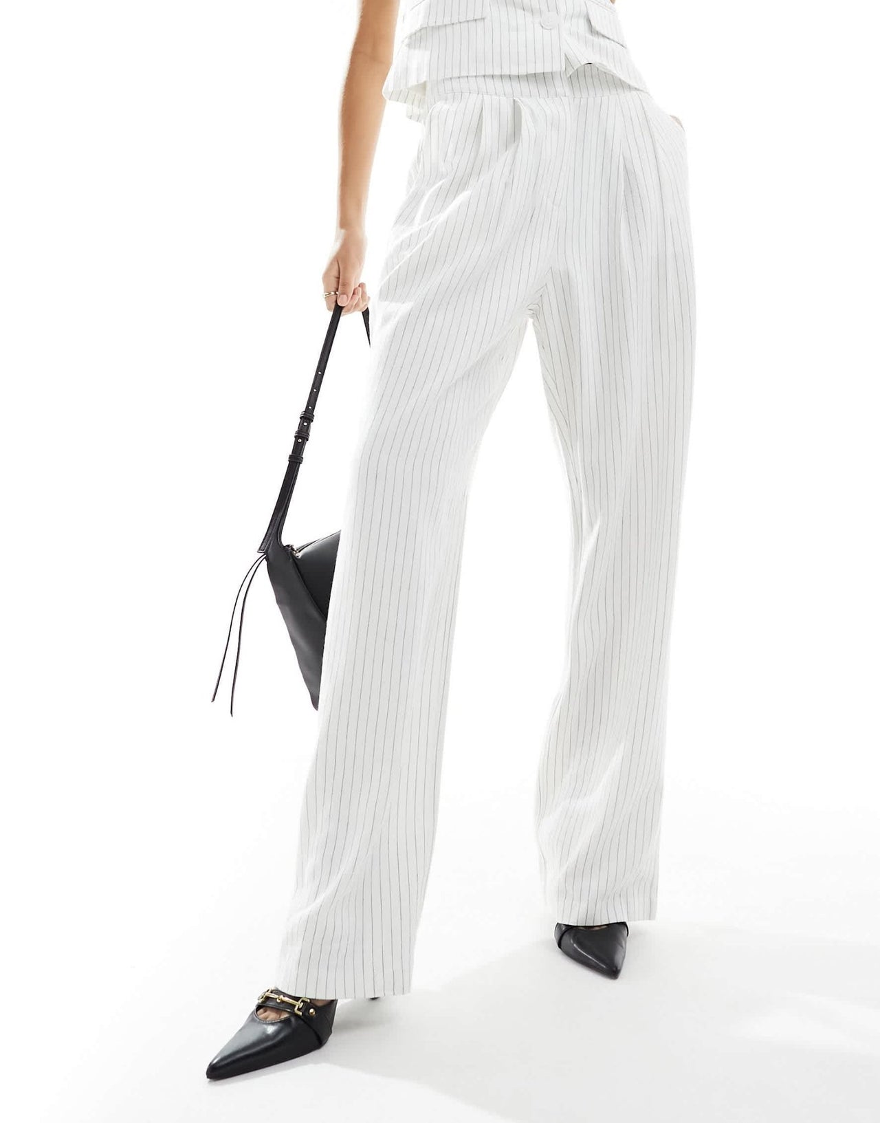 4th & Reckless linen look straight leg trousers co - ord in white pinstripe - ASOS Sample Sale EU Store