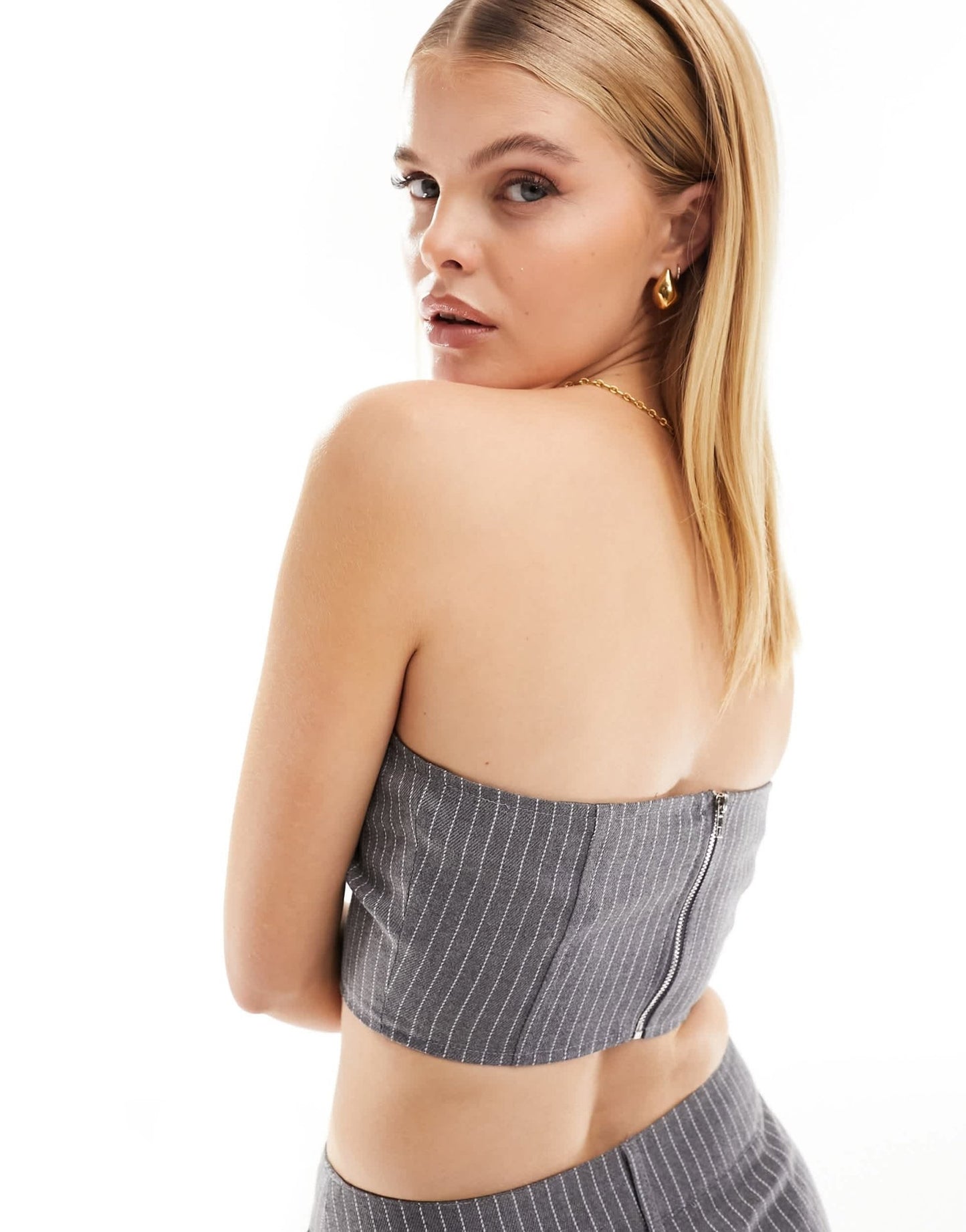 4th & Reckless myra corset top co - ord in grey pinstripe - ASOS Sample Sale EU Store