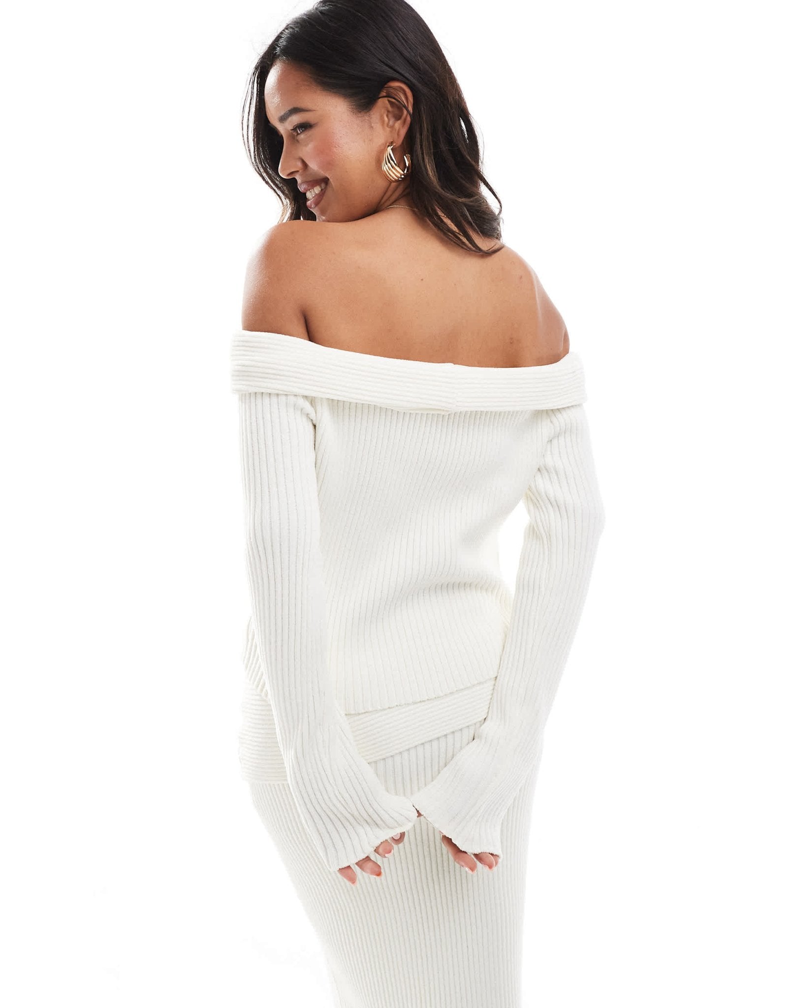 4th & Reckless off shoulder bardot jumper co - ord in cream - ASOS Sample Sale EU Store