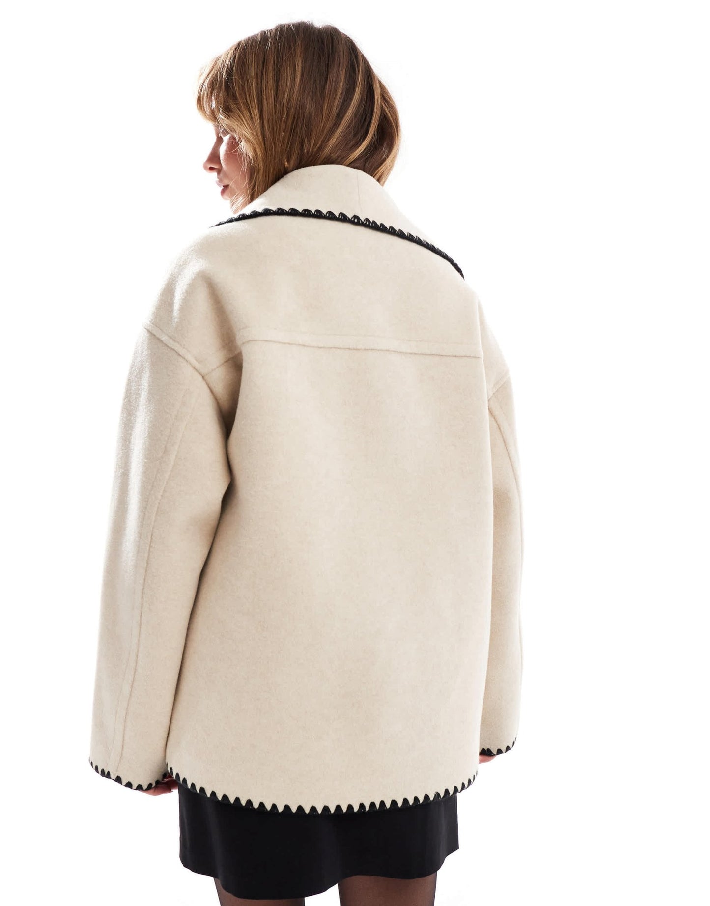 4th & Reckless oversized lapel jacket with contrast stitch in camel - ASOS Sample Sale EU Store