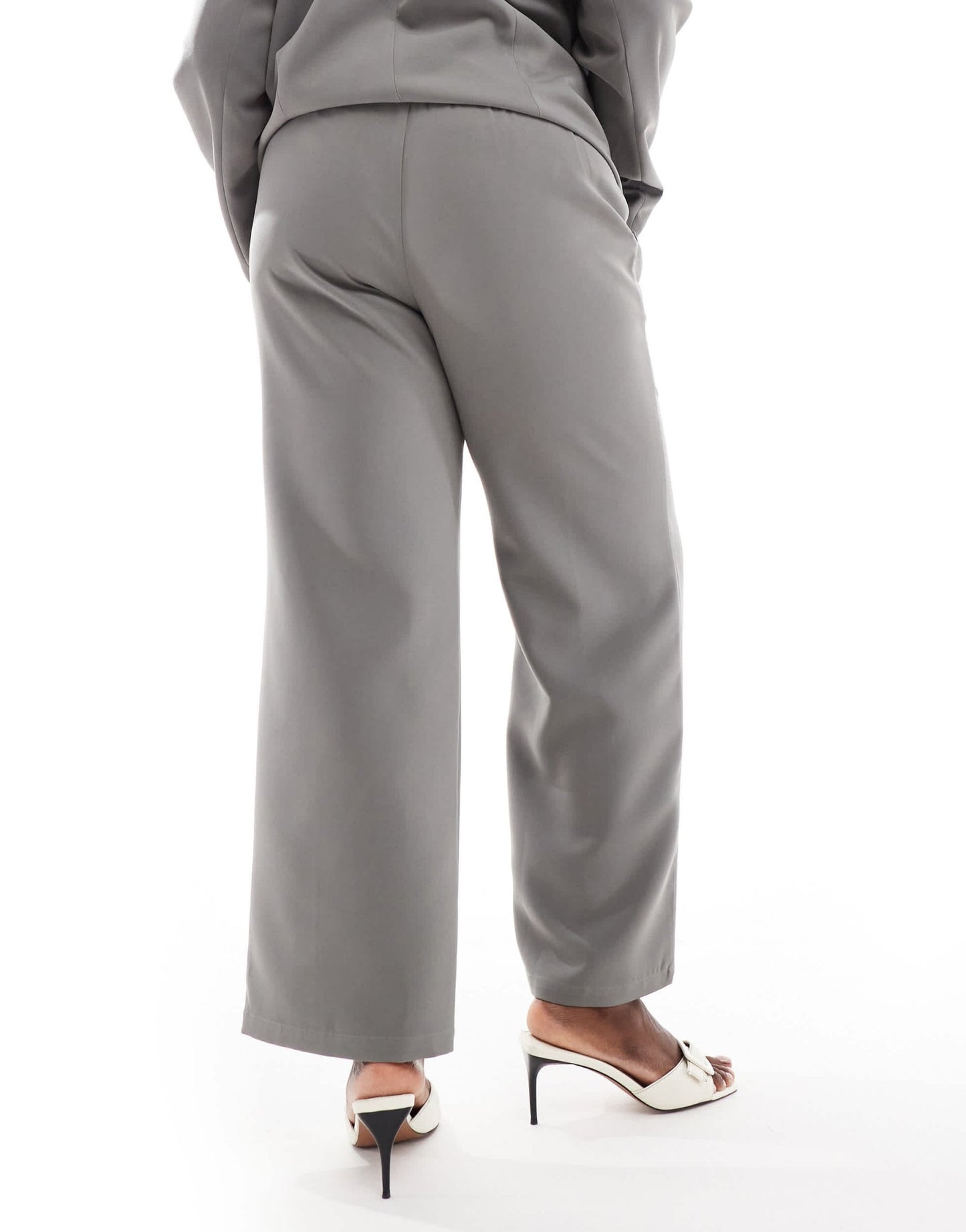 4th & Reckless Plus exclusive tailored straight leg drawstring contrast waistband trouser co - ord in charcoal - ASOS Sample Sale EU Store