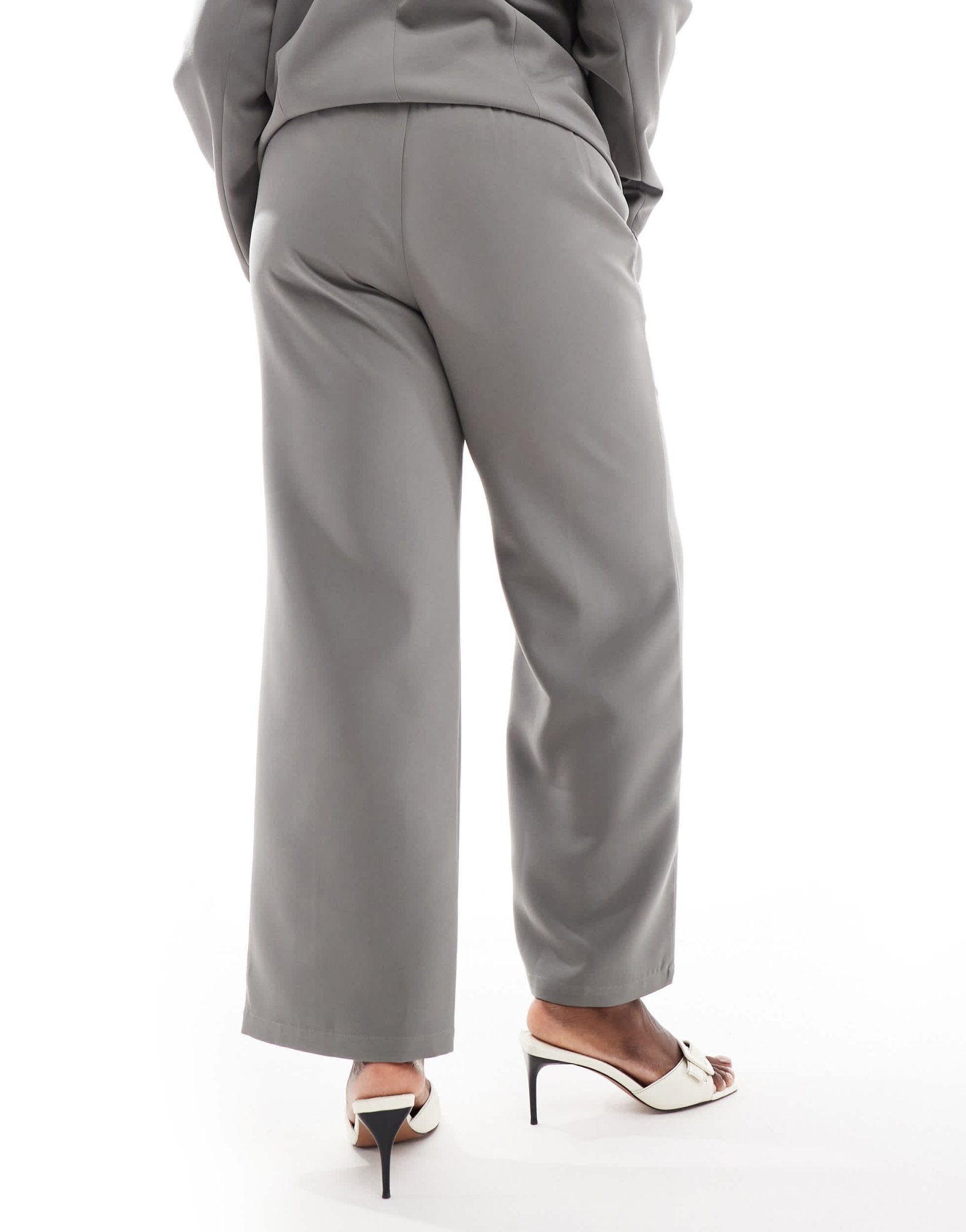 4th & Reckless Plus exclusive tailored straight leg drawstring contrast waistband trouser co - ord in charcoal - ASOS Sample Sale EU Store