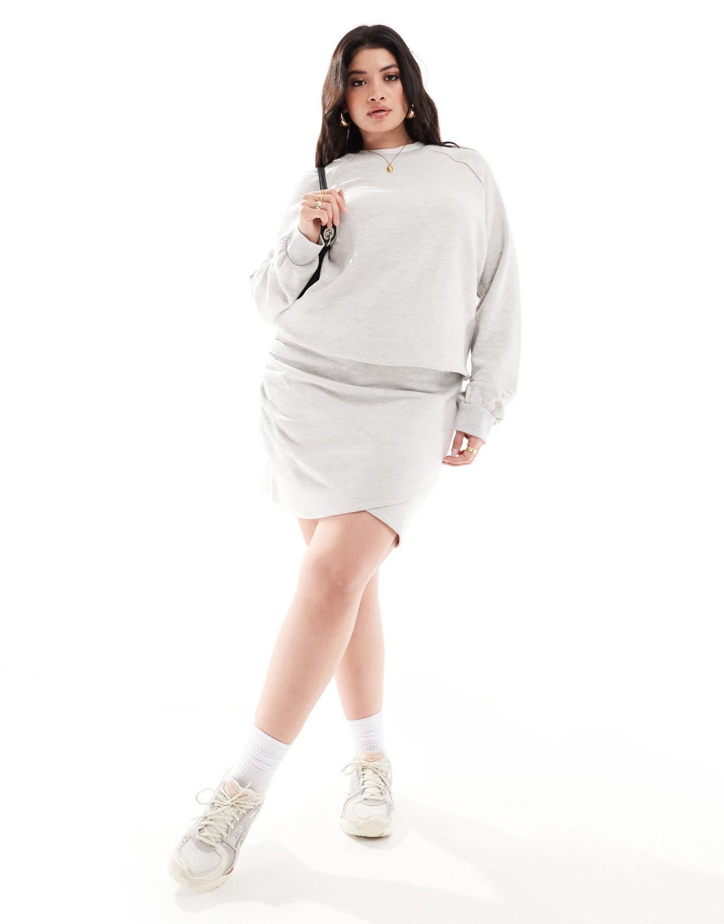 4th & Reckless Plus exclusive wide sleeve sweatshirt co - ord in grey marl - ASOS Sample Sale EU Store