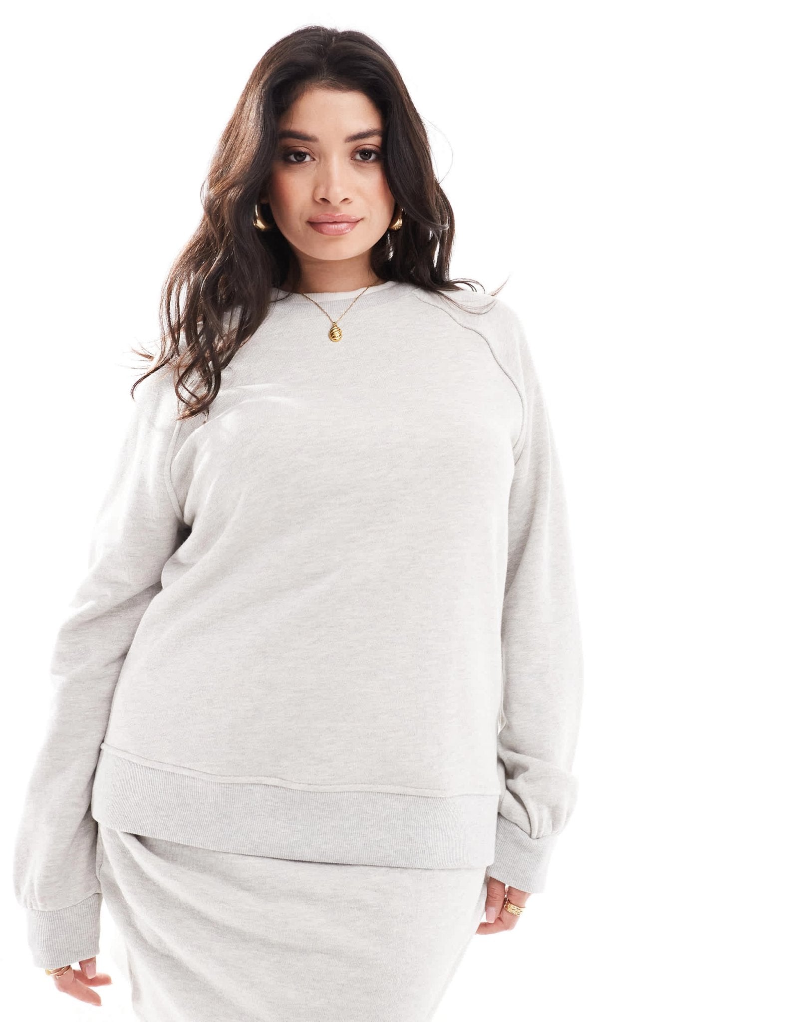 4th & Reckless Plus exclusive wide sleeve sweatshirt co - ord in grey marl - ASOS Sample Sale EU Store