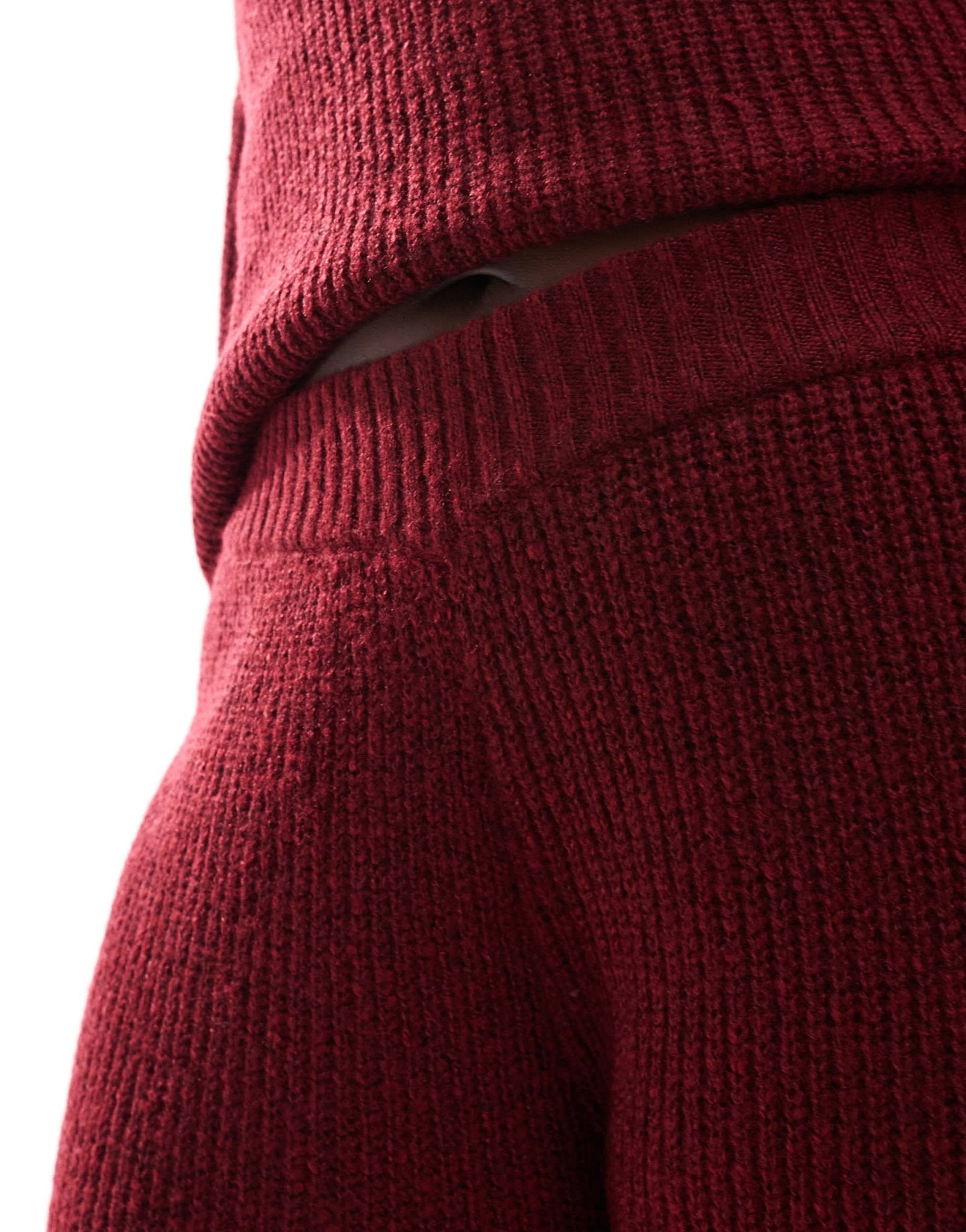 4th & Reckless Plus knitted wide leg trousers co - ord in burgundy - ASOS Sample Sale EU Store