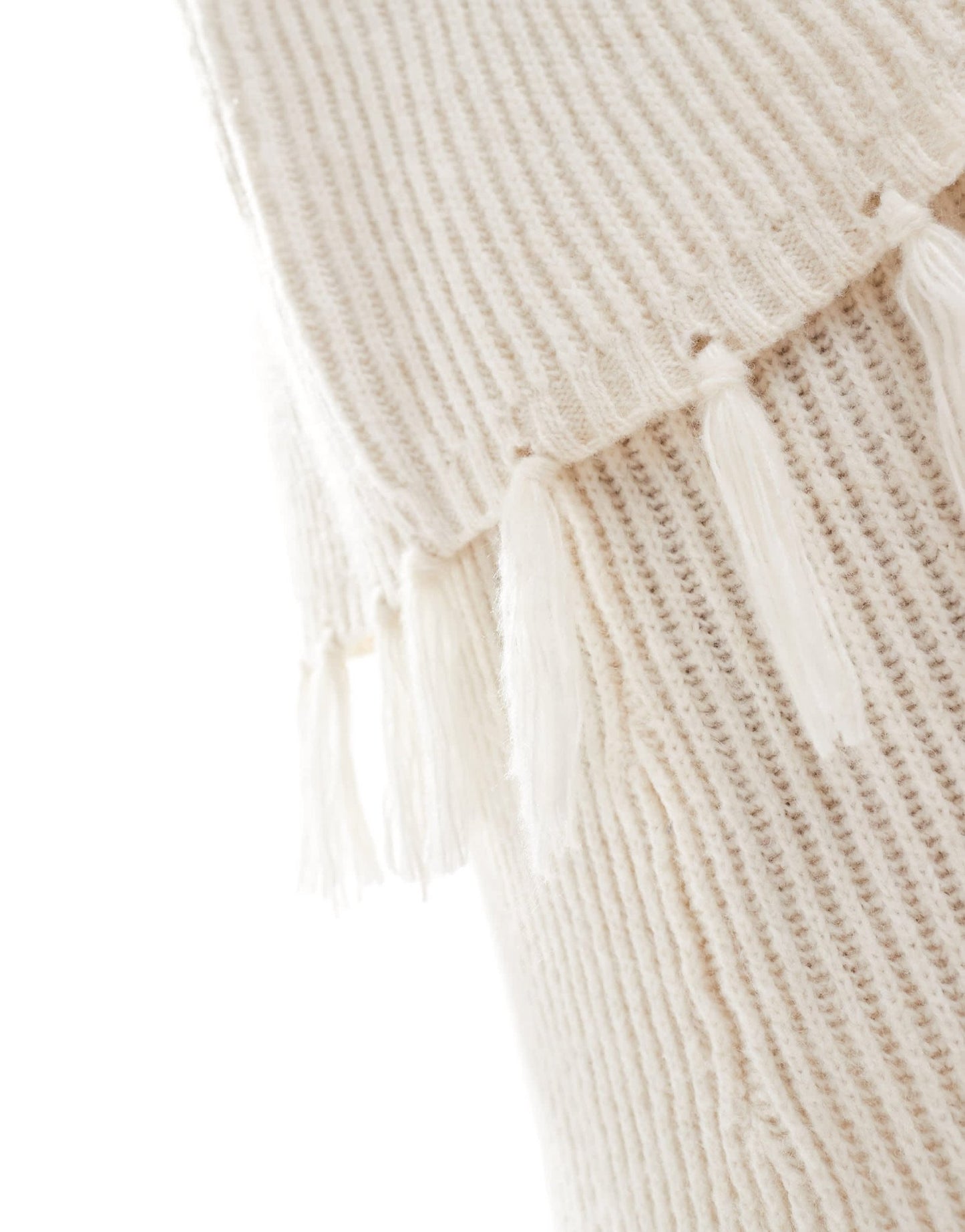4th & Reckless Plus wool mix tassel edge wide sleeve jumper co - ord in cream - ASOS Sample Sale EU Store